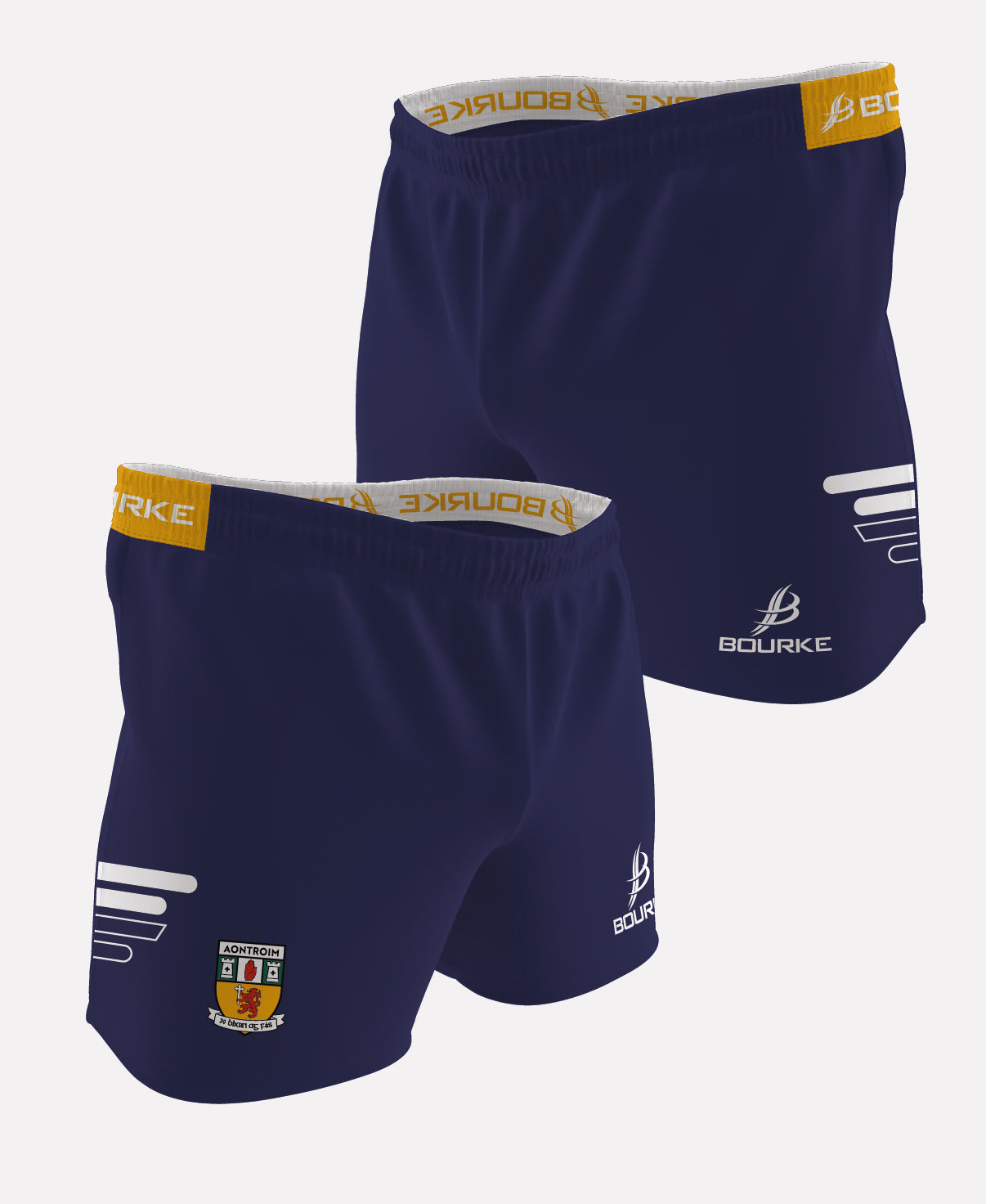 Antrim LGFA Senior HOME Match Flex Shorts (Navy/Amber/White)