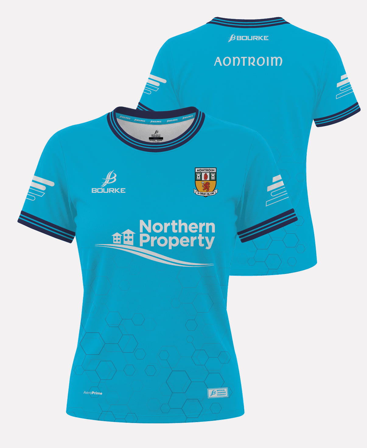 Antrim LGFA Senior Training Jersey LADIES FIT (Cyan/Navy/White)