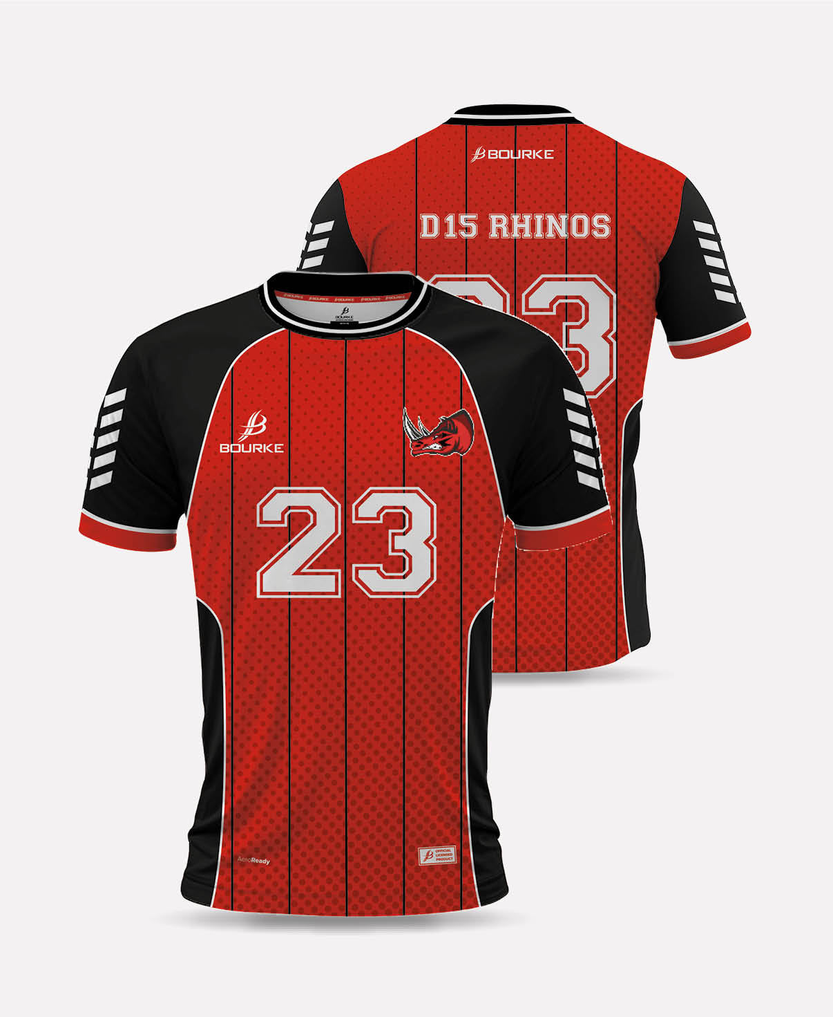 D15 Rhinos STRIPE Home Jersey (RED/BLACK)