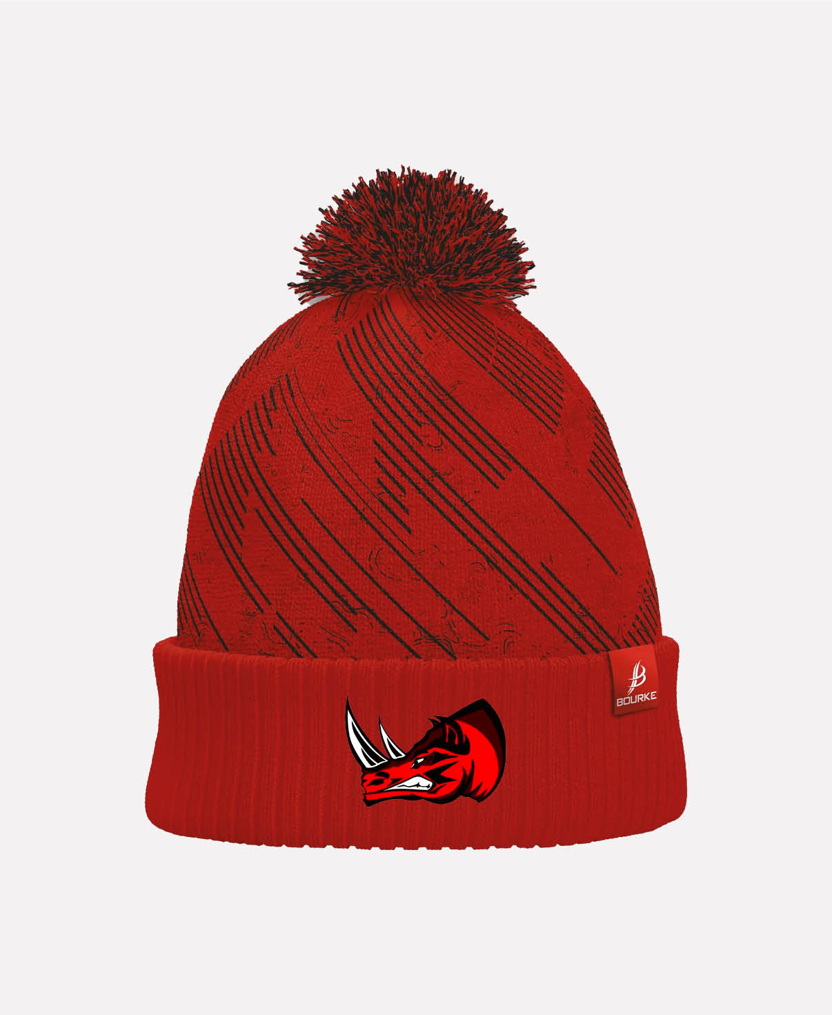 D15 Rhinos BARR Bobble Hat (Black/Red)