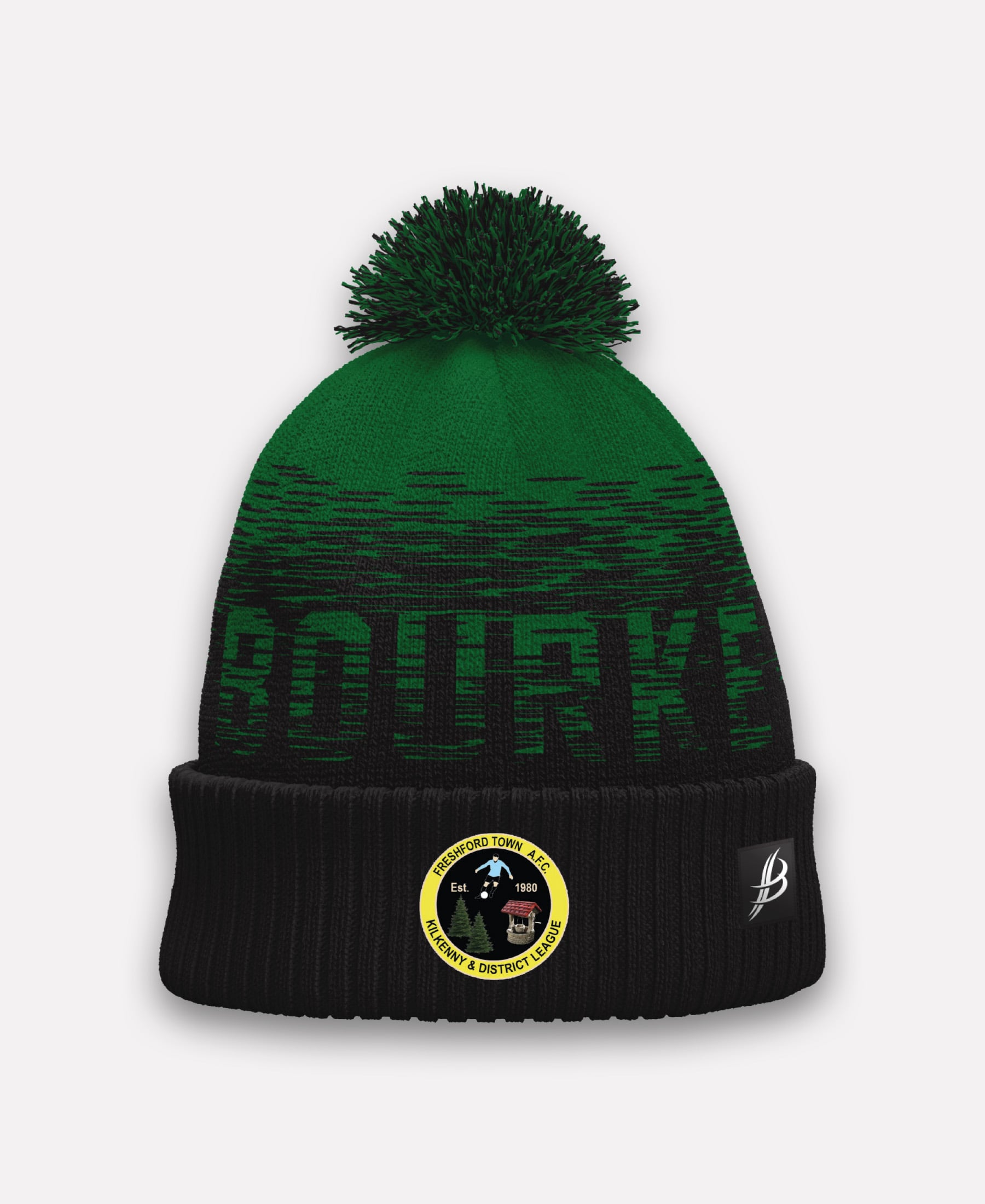 Freshford Town FC TACA Fleece Lined Bobble Hat (Green/Black)