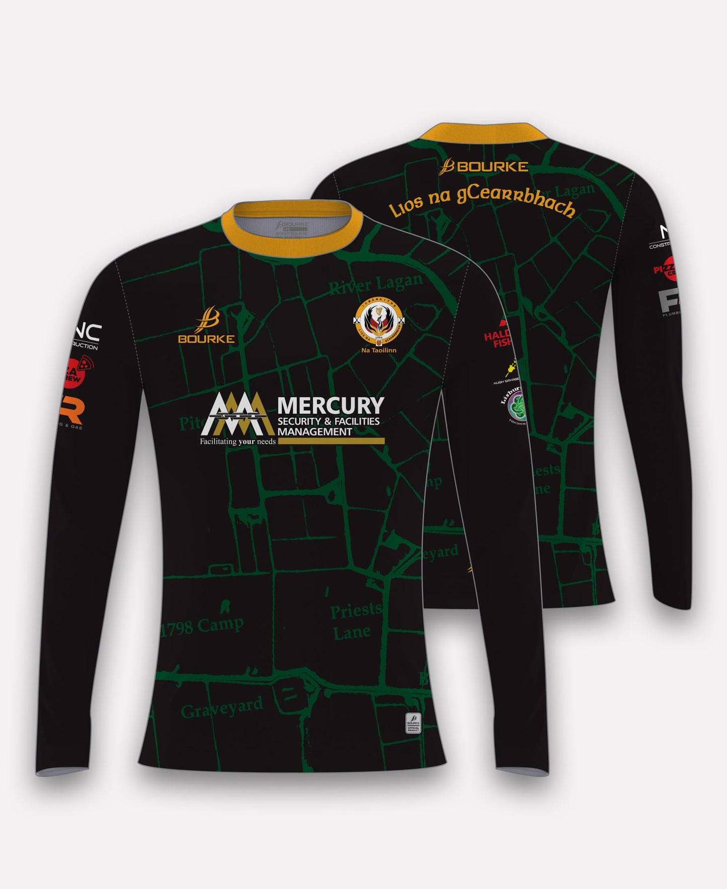 Lisburn Social Hurling Warm Up Top (Black/Green/Amber)