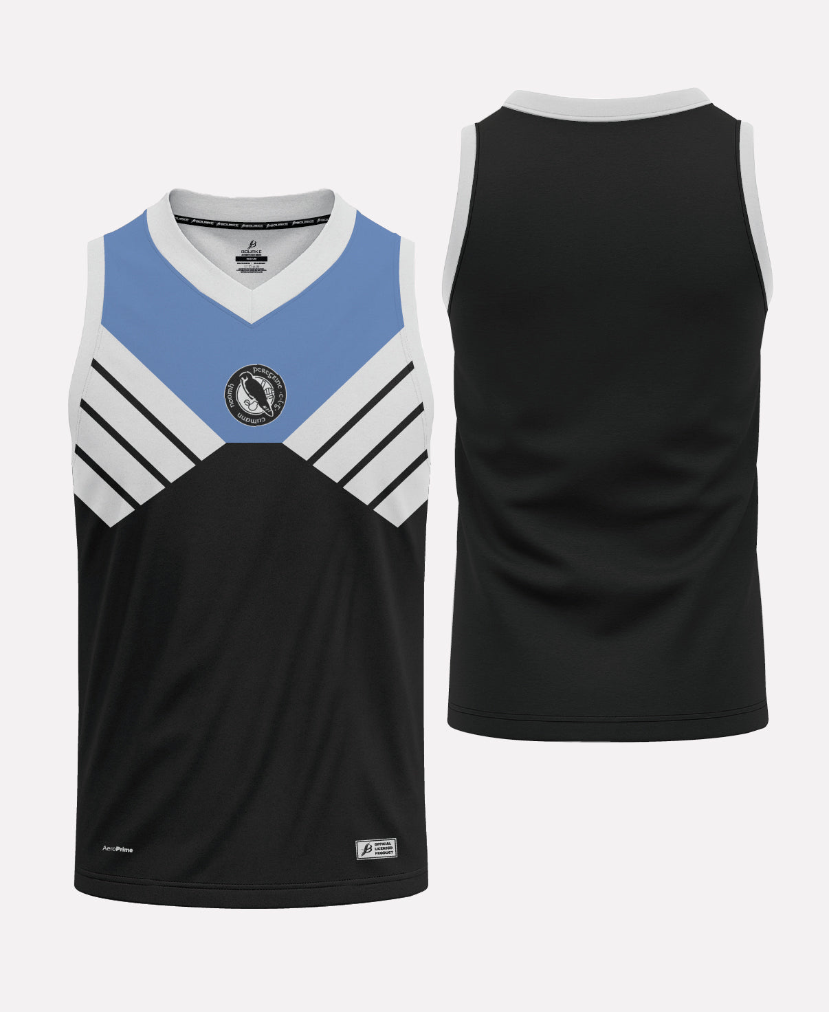 St Peregrines GAA Singlet (Black/Sky Blue/White)