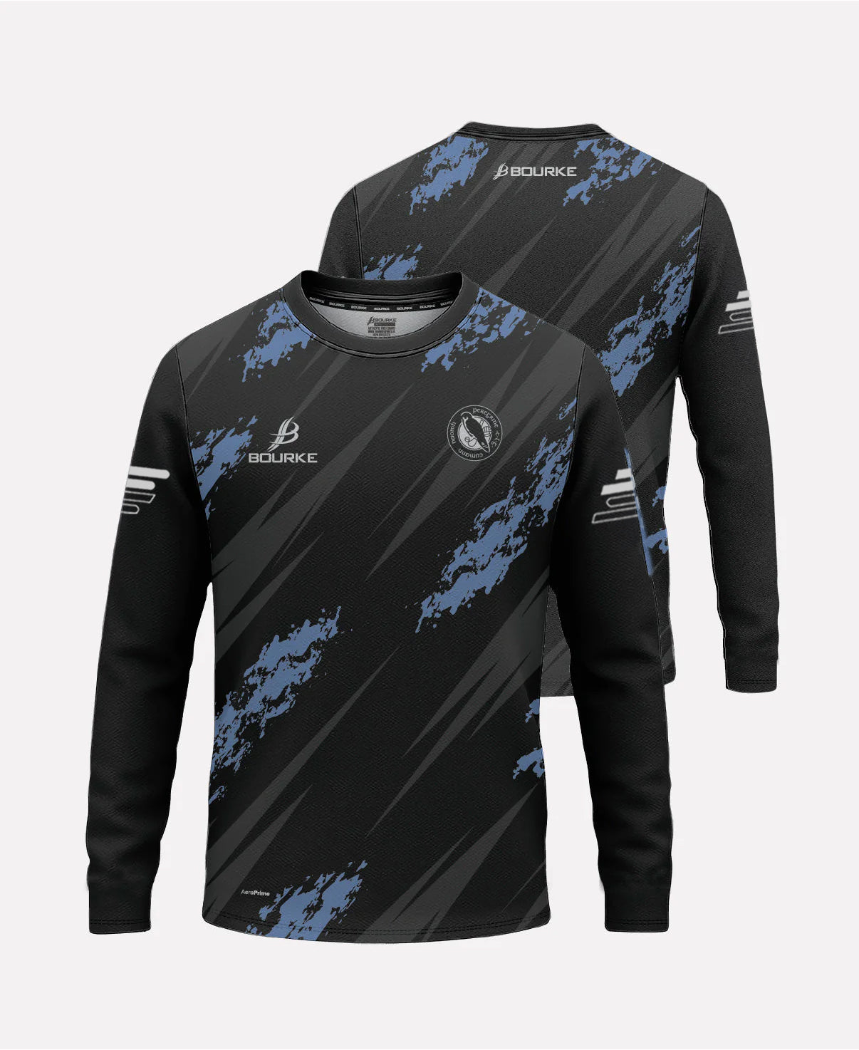 St Peregrines GAA Warm Up Crew Neck (Black/Sky Blue/White)
