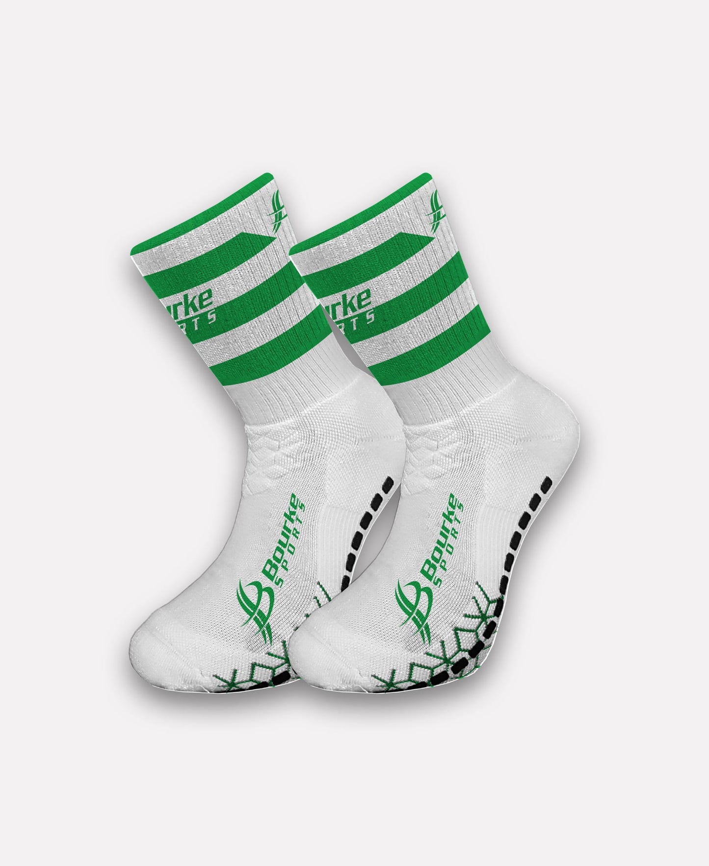 St. Comgall's Miniz Hooped Socks (Green/White)