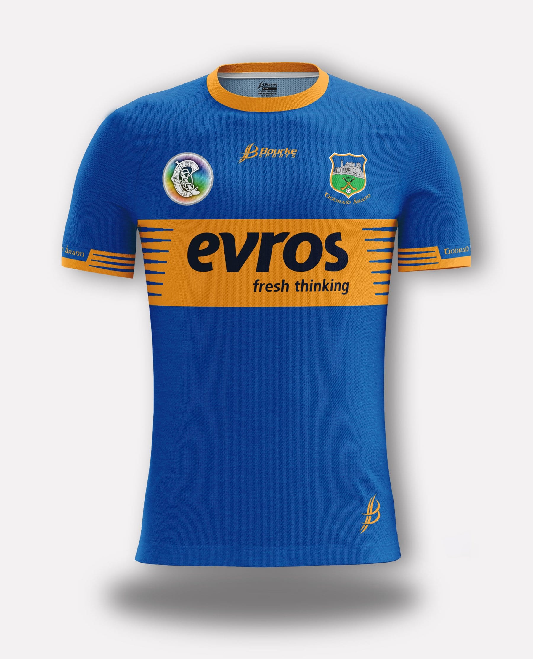 Tipperary GAA Kids' 2-Stripe Home Jersey 2024-Royal Shadow/Amber/White-Age 3-4