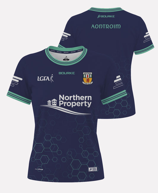 Antrim LGFA Senior Goalie Jersey LADIES FIT (Navy/Mint/White)