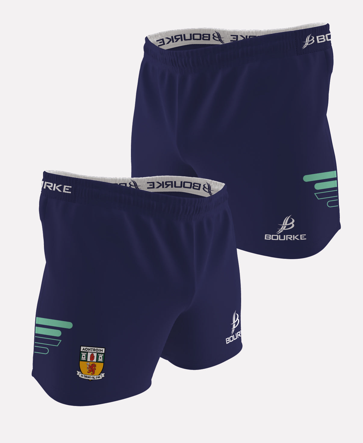 Antrim LGFA Senior Goalie Flex Shorts (Navy/Mint/White)