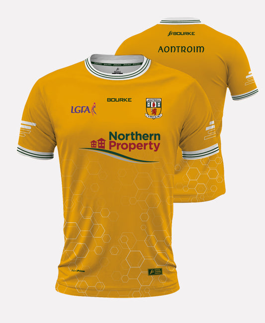 Antrim LGFA Senior Home Jersey (Amber/White/Green)