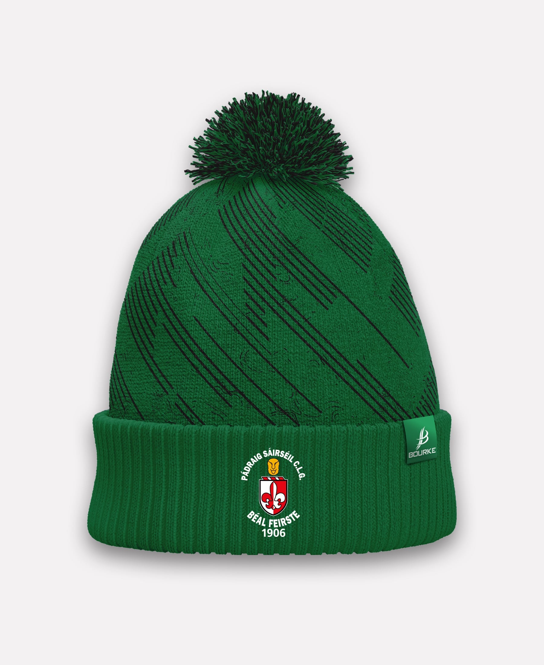 Sarsfields Belfast GAA BARR Bobble Hat (Green/Black)