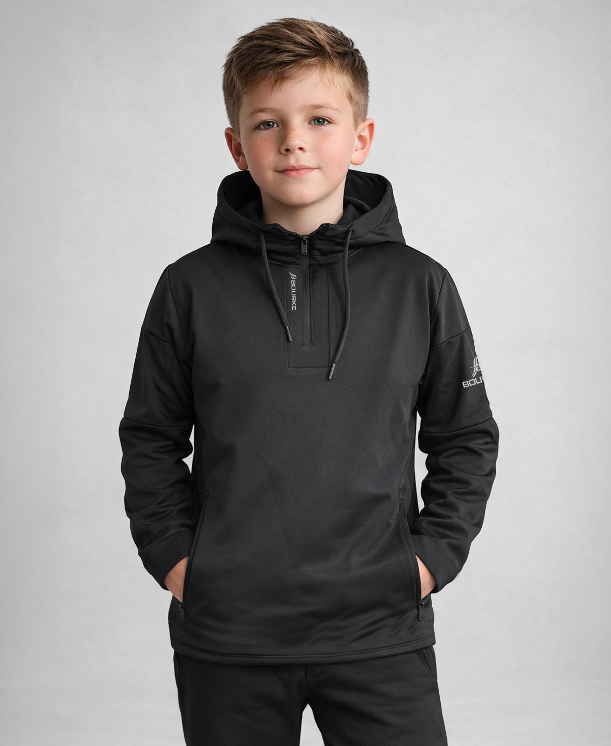 TEASRA Kids Half Zip Hoodie (Black)