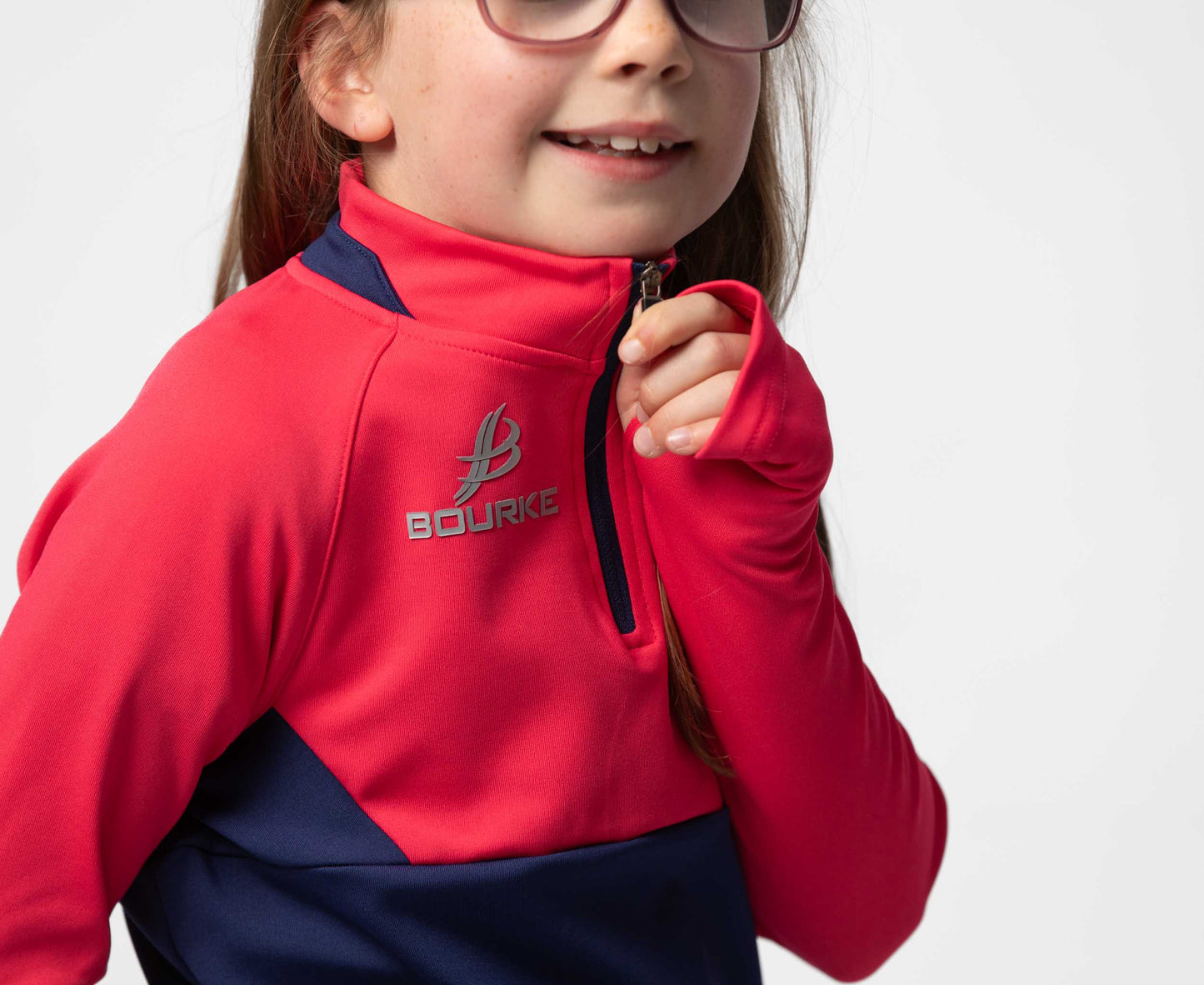 BARR Kids Half Zip (Navy/Pink)