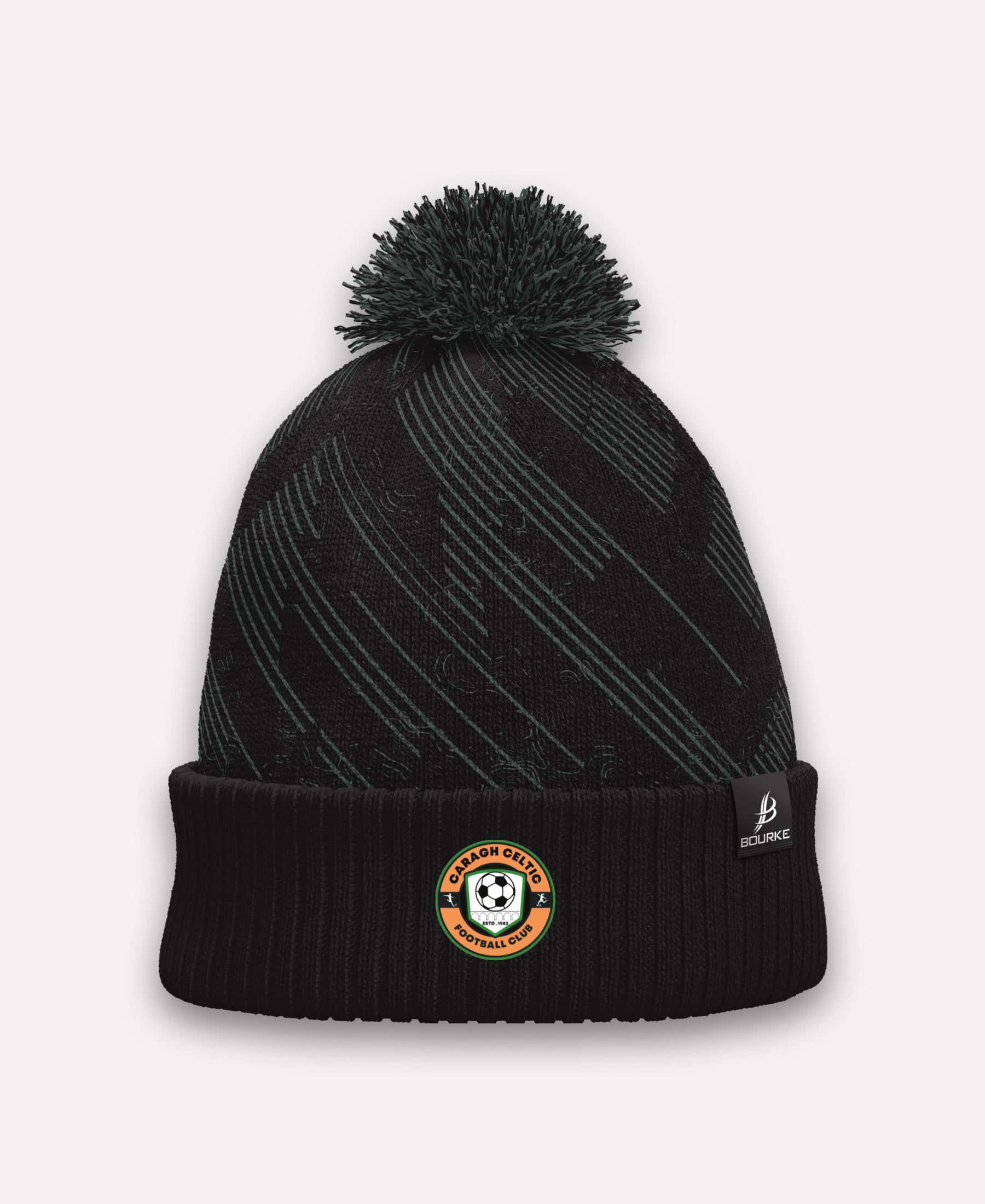 Caragh Celtic FC BARR Bobble Hat (Black/Grey)