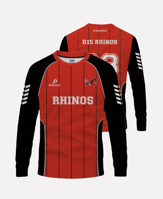 D15 Rhinos STRIPE Warm Up Crew Neck (RED/BLACK) – Bourke Sports (.IE ...