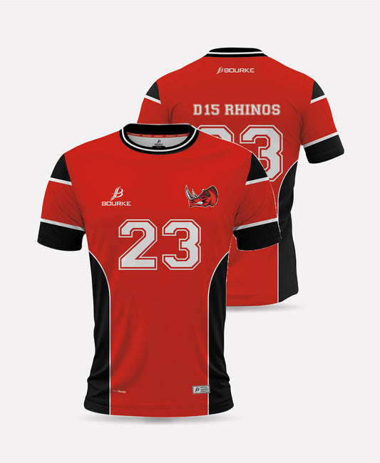 D15 Rhinos Jersey (RED/BLACK)