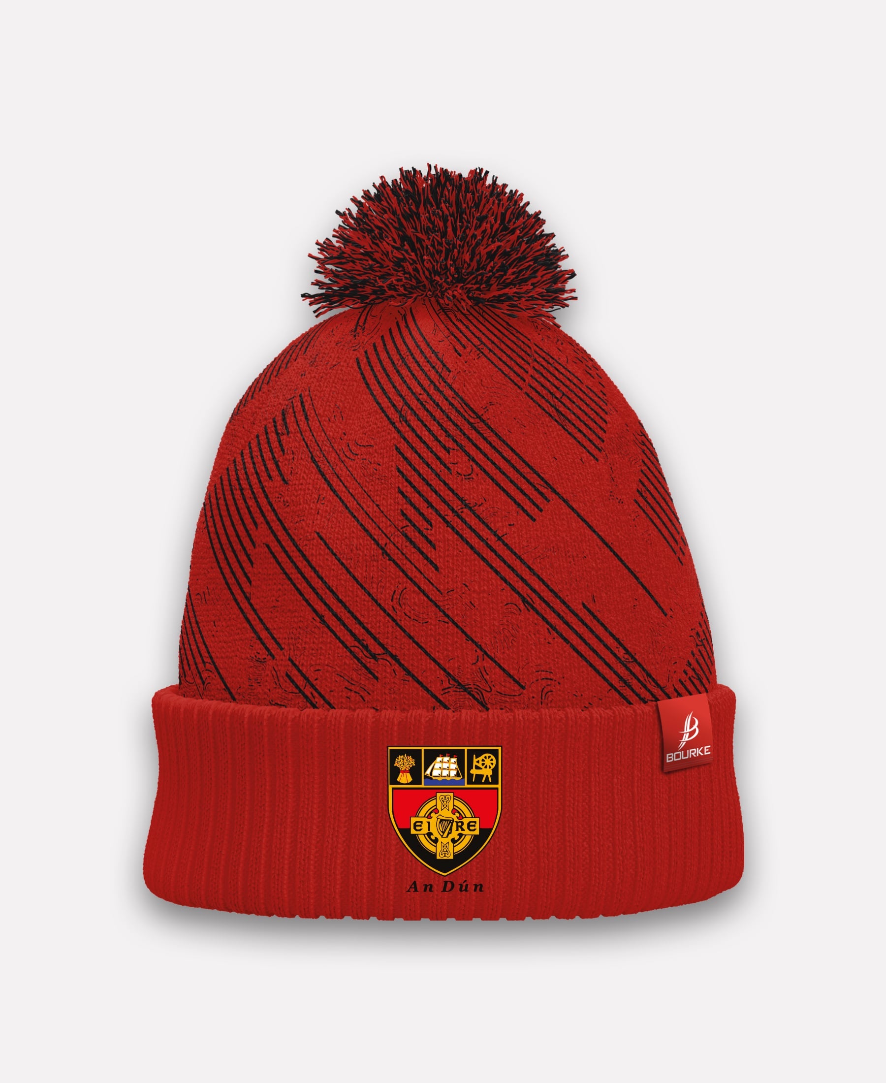 Down Camogie BARR Bobble Hat (Black/Red)