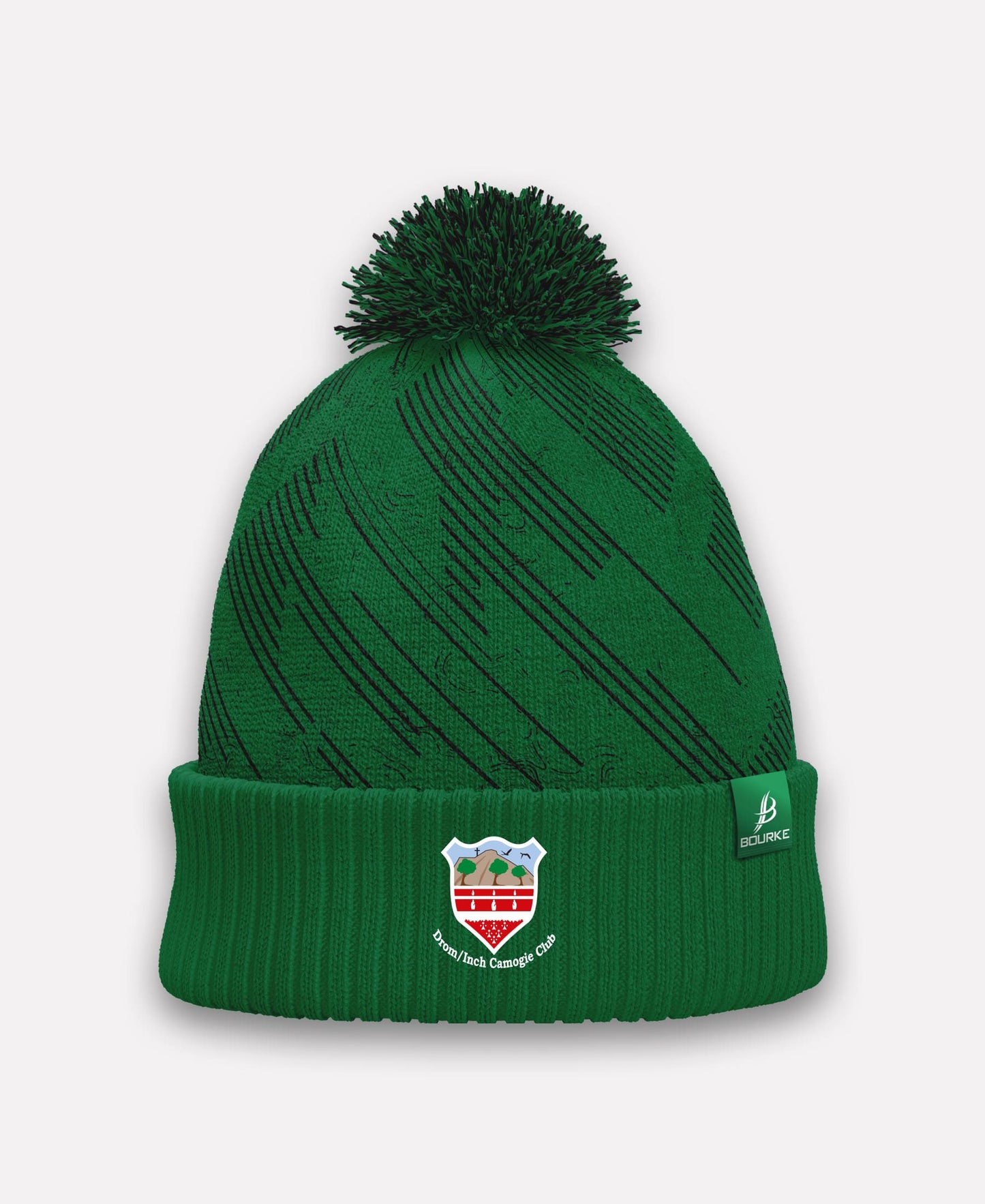 Drom & Inch Camogie BARR Bobble Hat (Green/Black)