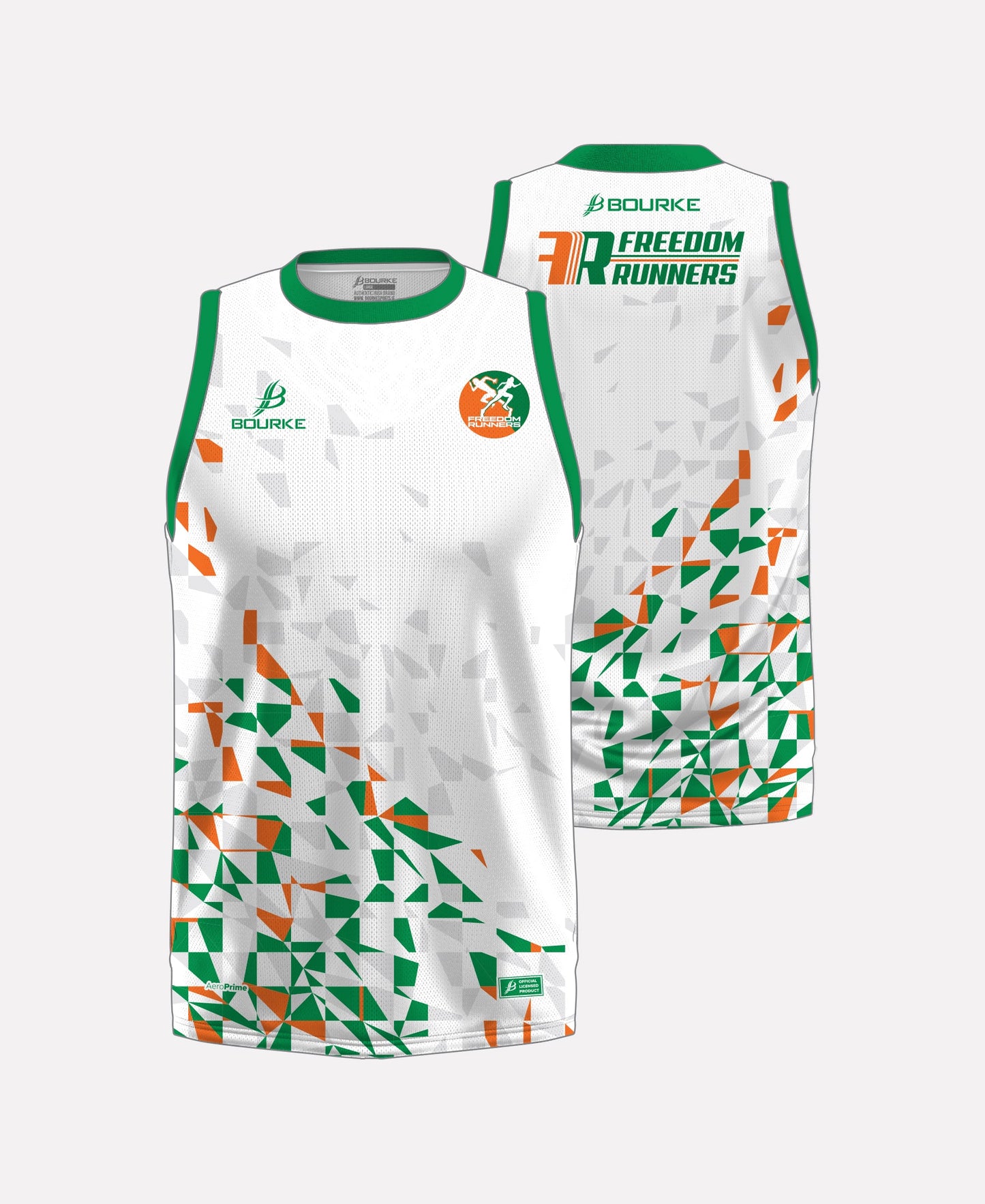 Freedom Runners Singlet (White/Green/Orange)