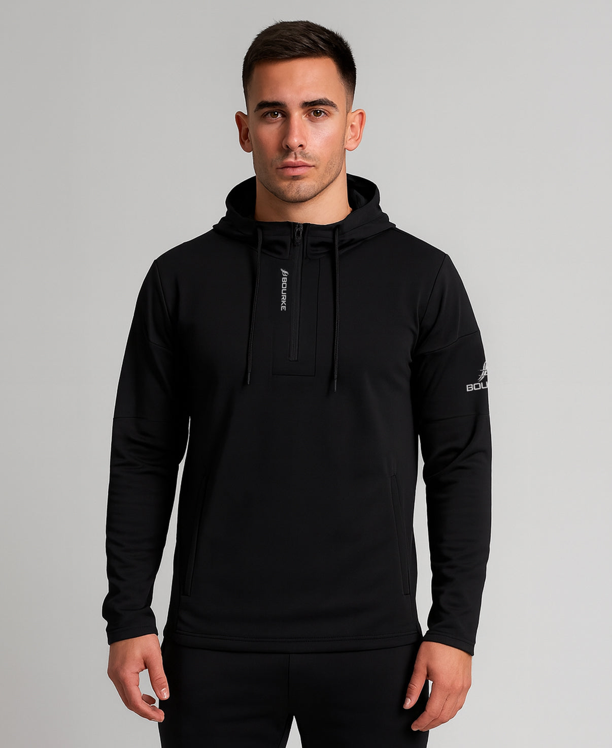 TEASRA Adult Half Zip Hoodie (Black)
