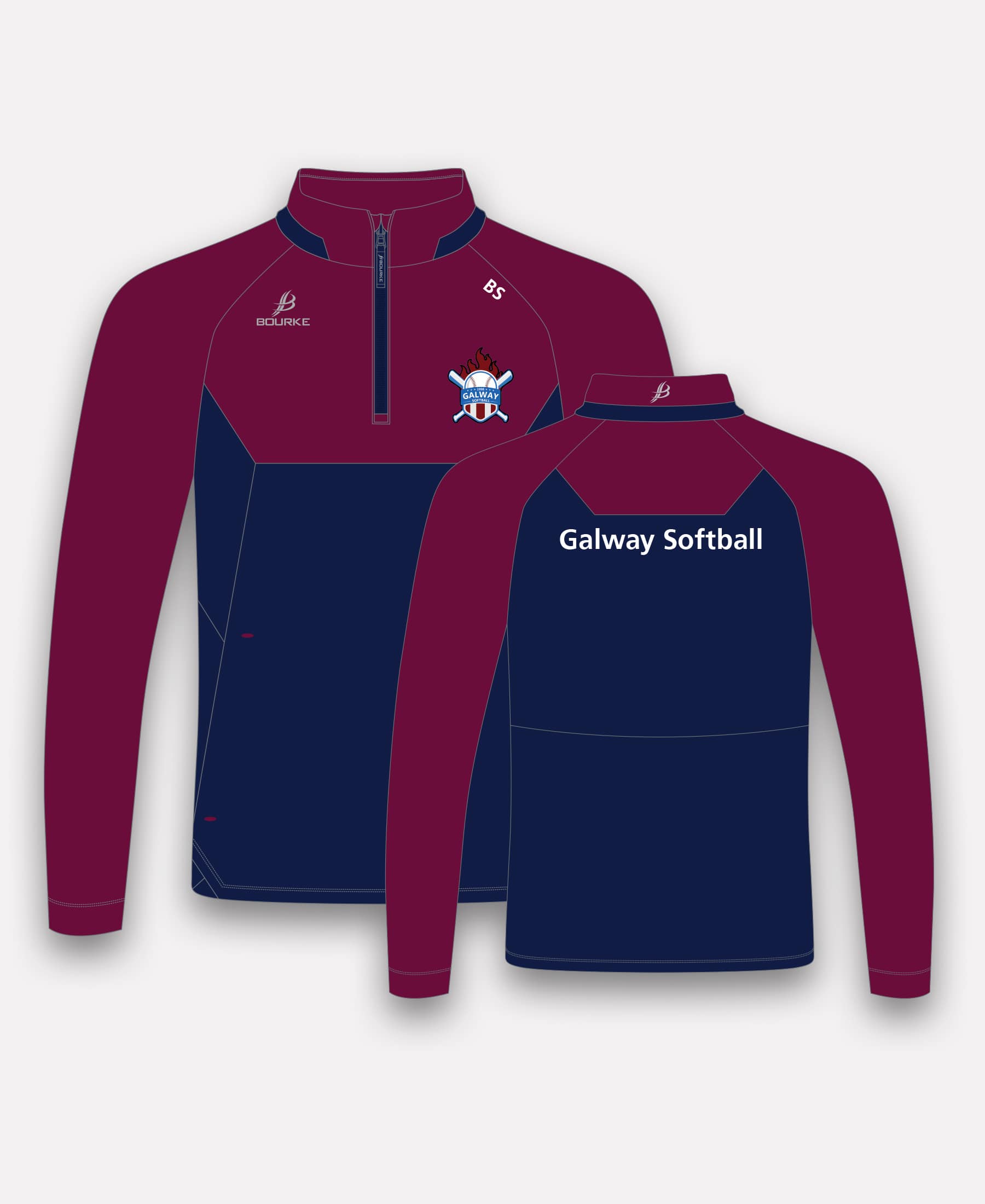 Galway Softball BARR Half Zip (Navy/Maroon)