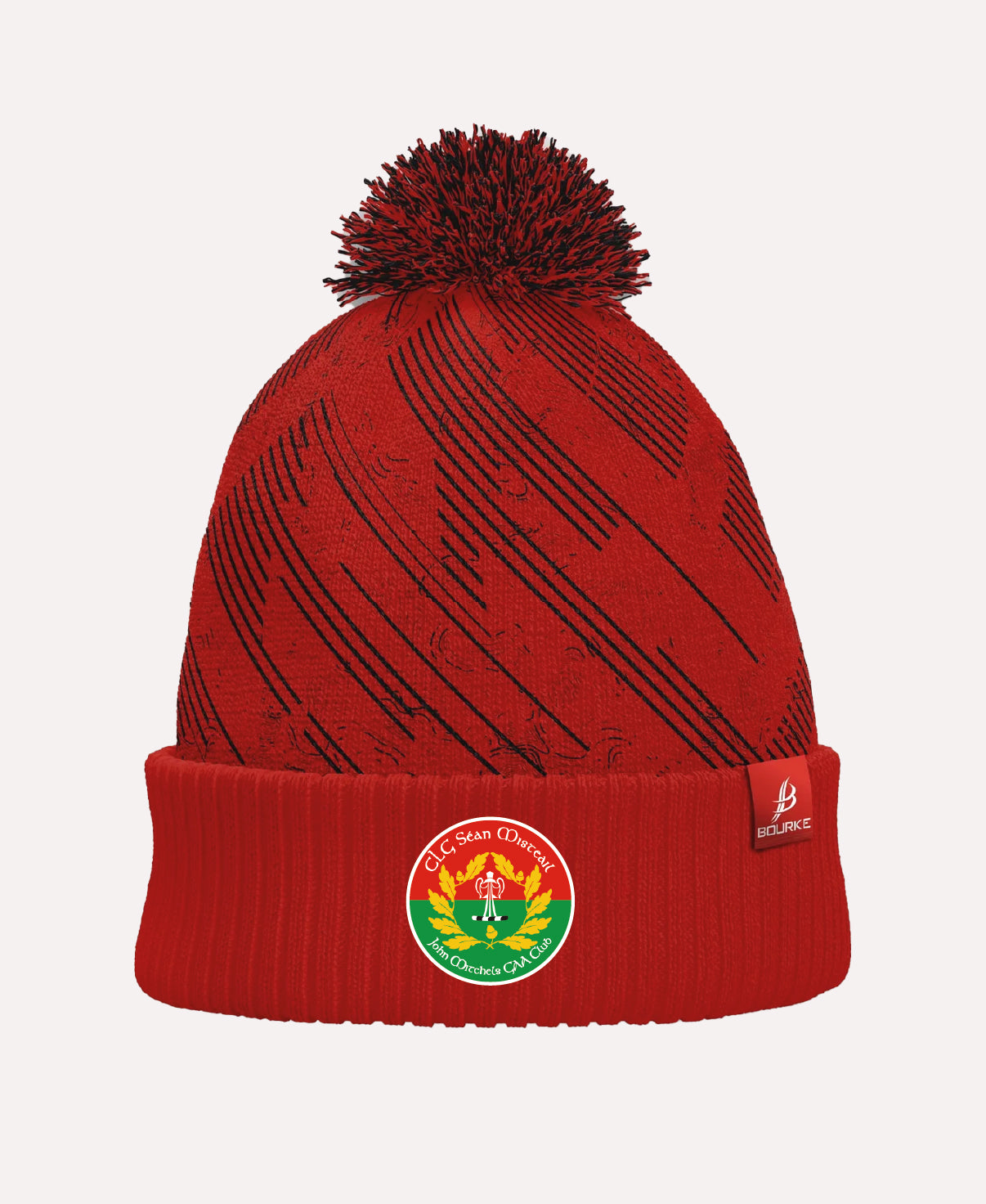 John Mitchels GAA BARR Bobble Hat (Black/Red)