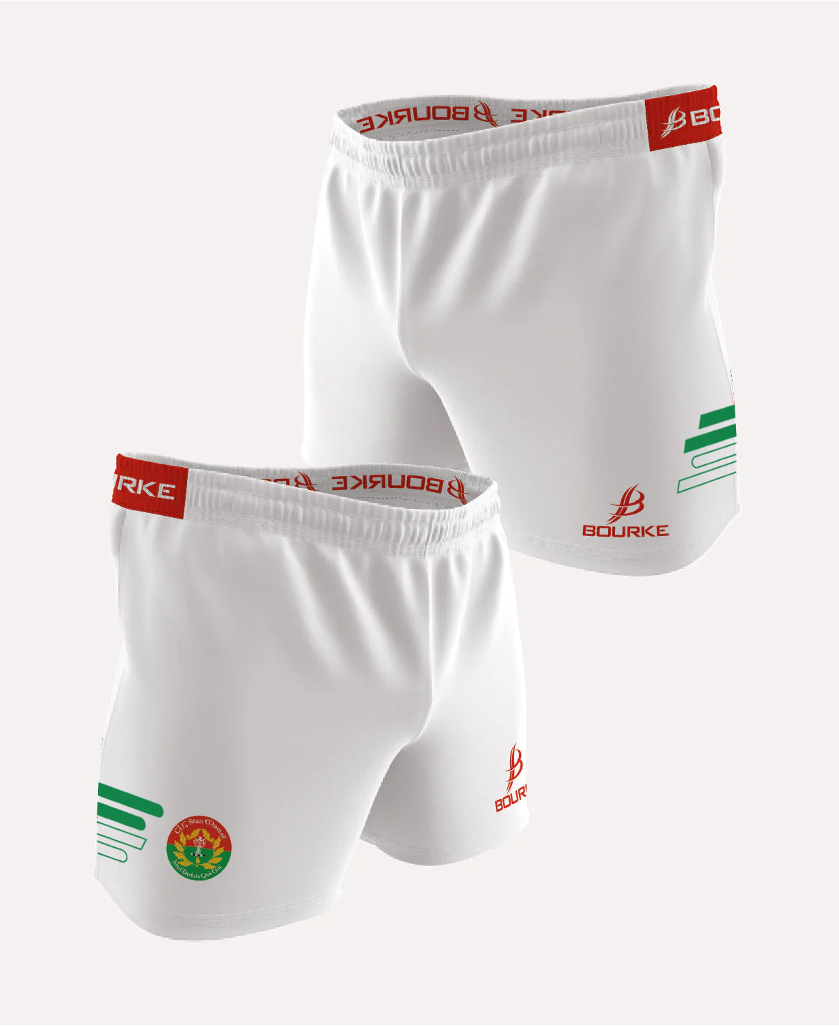 John Mitchels GAA  Flex Shorts (White/Red/Green)