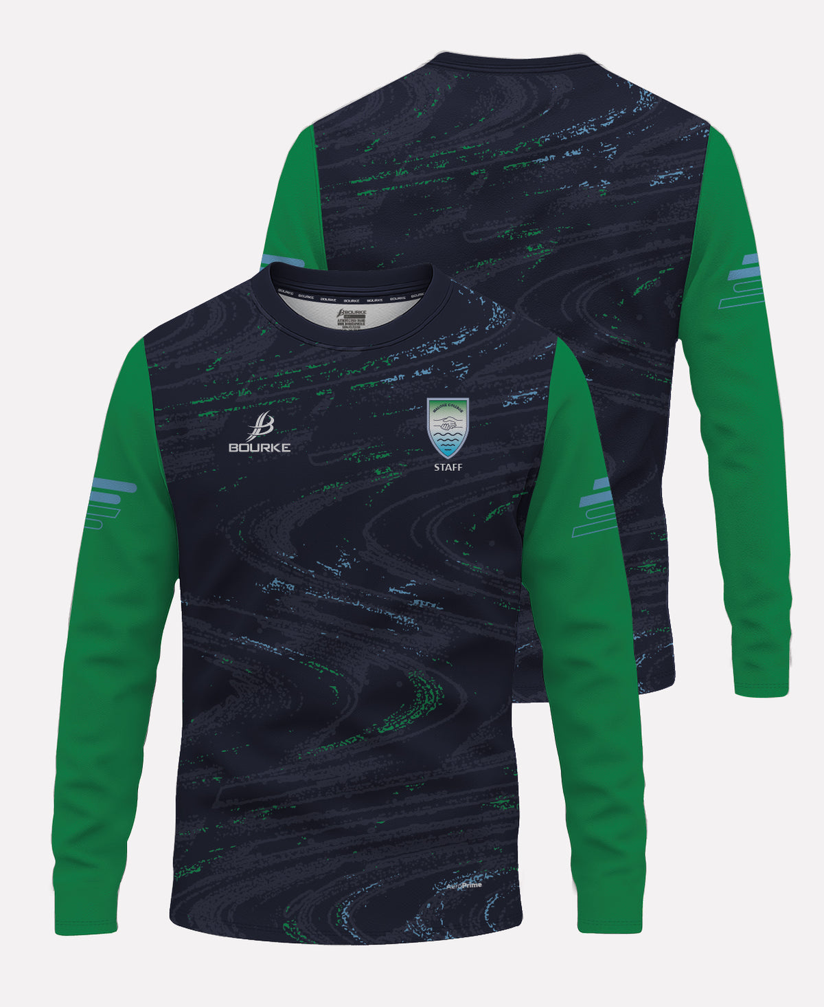 Malone College Belfast STAFF Training Warm Up Crew Neck 26/27 (Navy/Green)