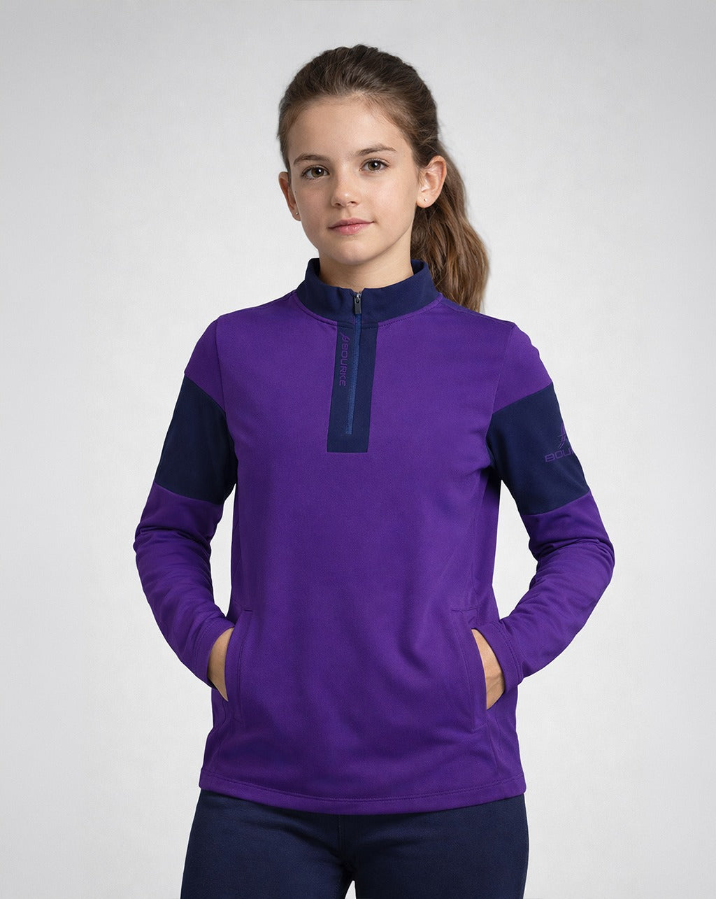 TEASRA Kids Half Zip (Navy/Purple)