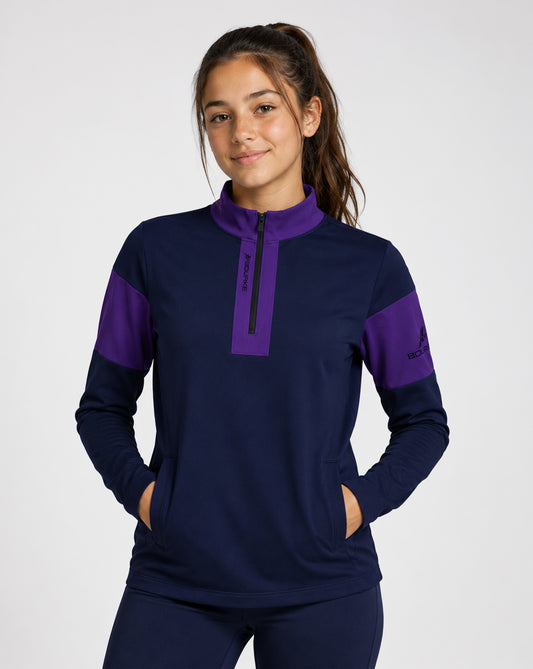 TEASRA Kids Half Zip (Navy/Purple)