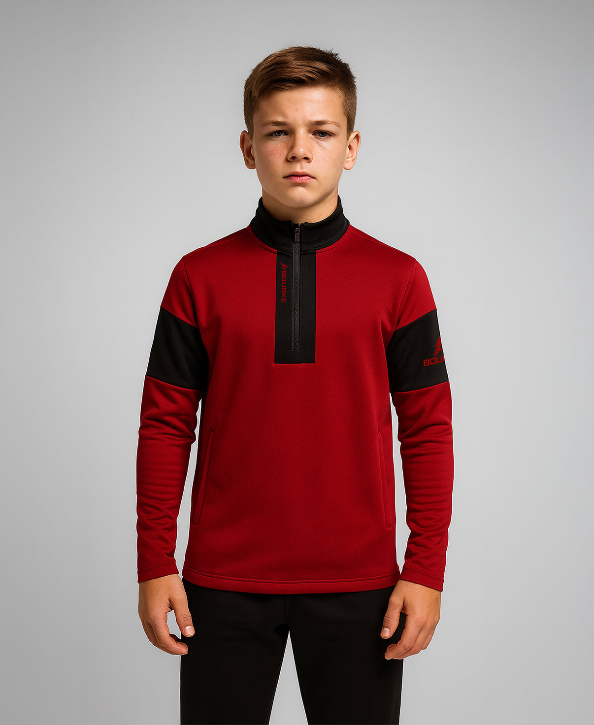 TEASRA Kids Half Zip (Black/Red)