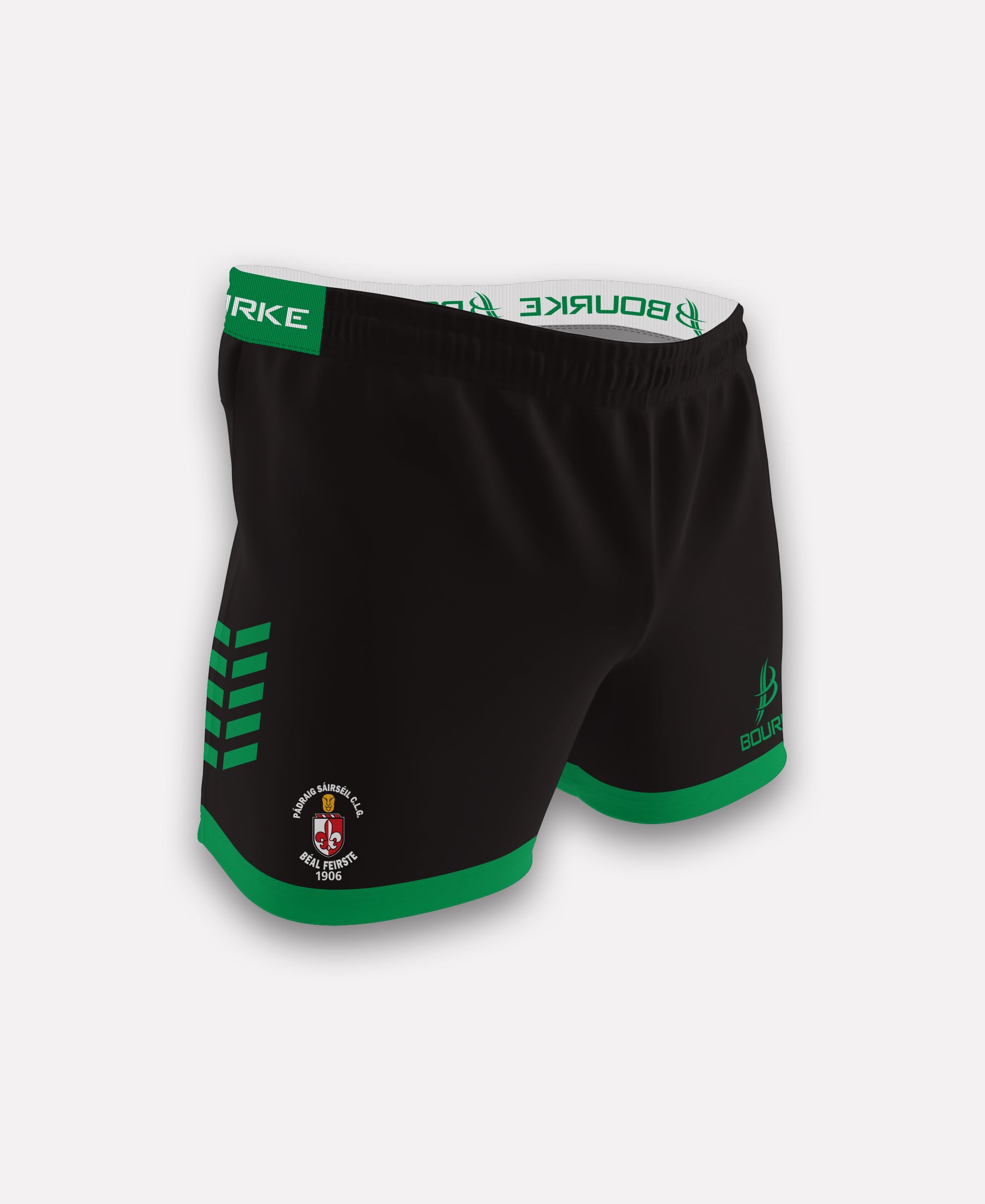 Sarsfields GAA Belfast Flex Chevron Shorts (Black/Green)