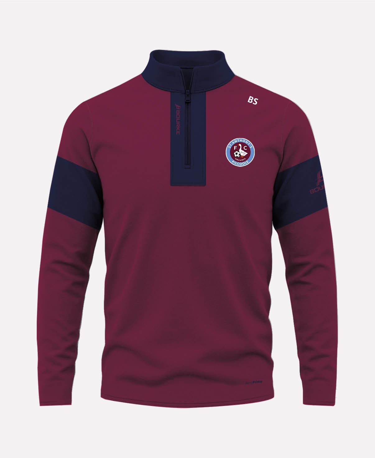 St Anthonys FC TEASRA Half Zip (Navy/Maroon)