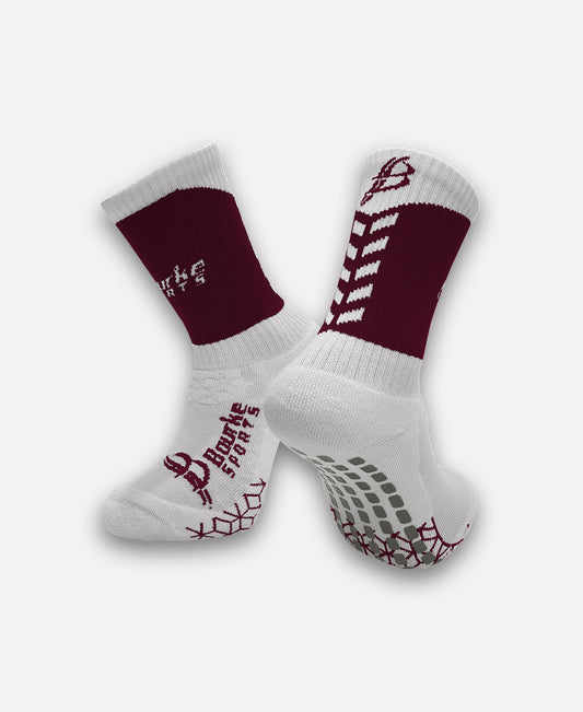 St Dominic's Grammar School Belfast Miniz Chevron Socks (Maroon/White)