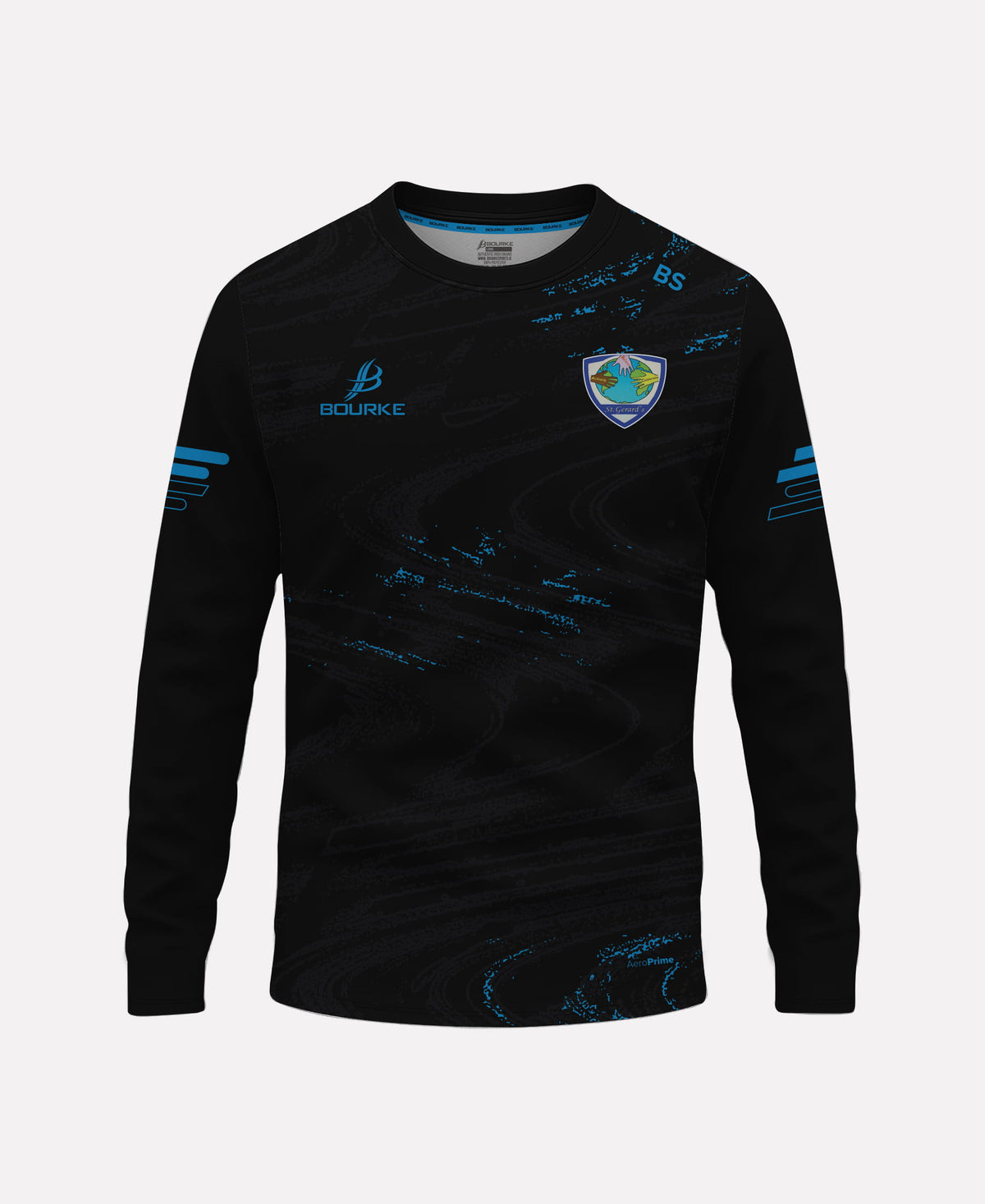 St Gerards School Belfast STAFF Warm Up Crew Neck (Black/Cyan)