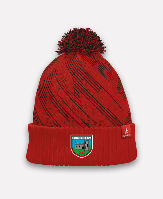 St Munnas Camogie Westmeath BARR Bobble Hat (Black/Red)