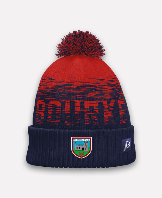 St Munnas Camogie Westmeath TACA Fleece Lined Bobble Hat (Red/Navy)