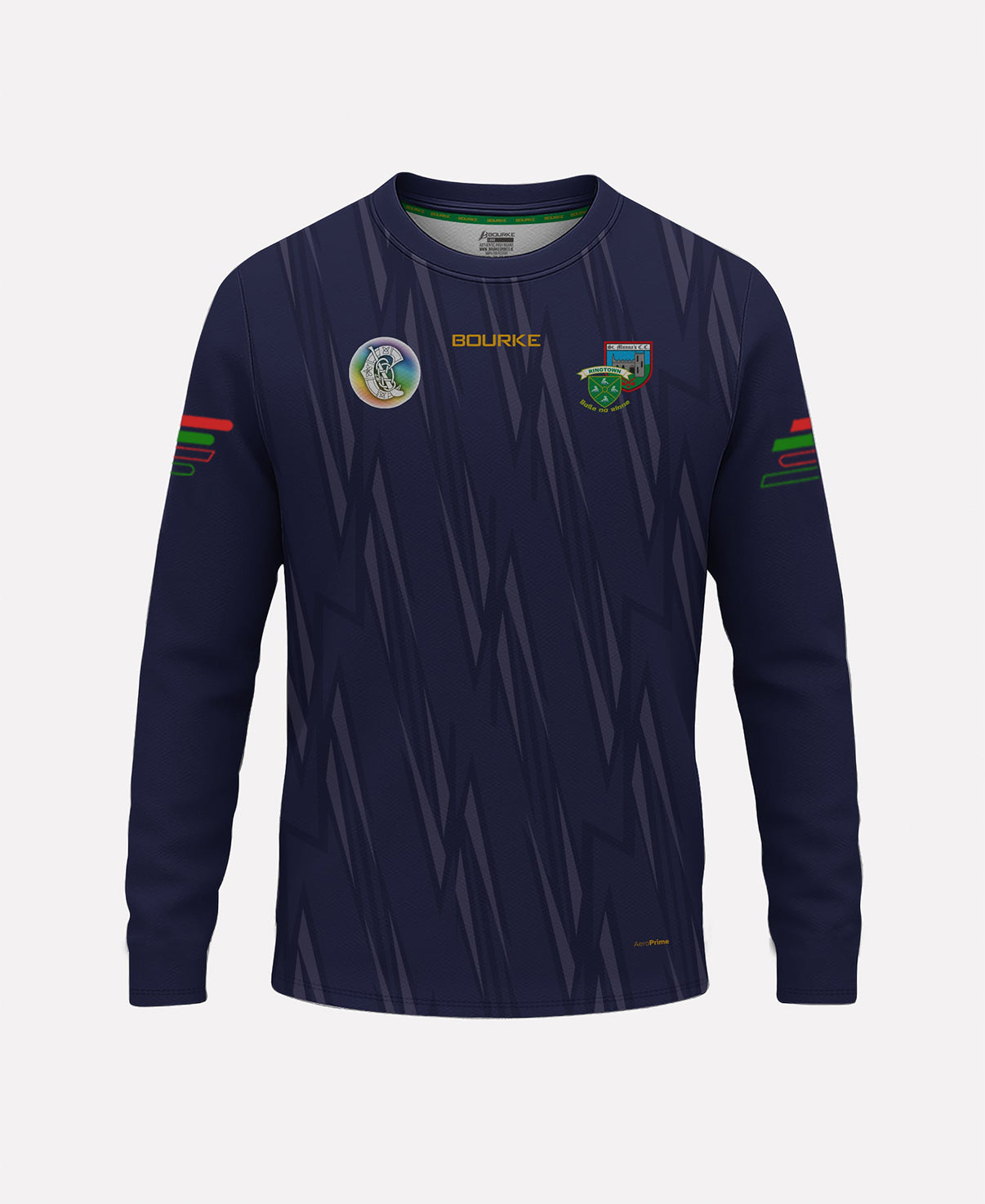 St Munnas-Ringtown Camogie Warm Up Crew Neck (Navy/Green/Red)