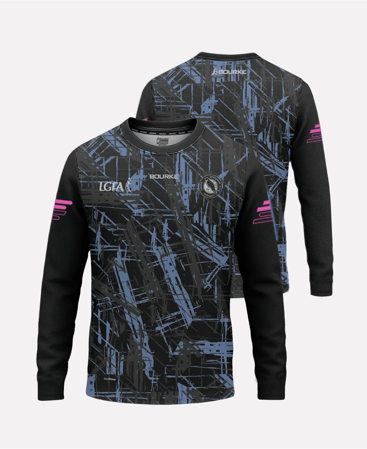 St Peregrines LGFA Warm Up Crew Neck (Black/Sky Blue/Pink)
