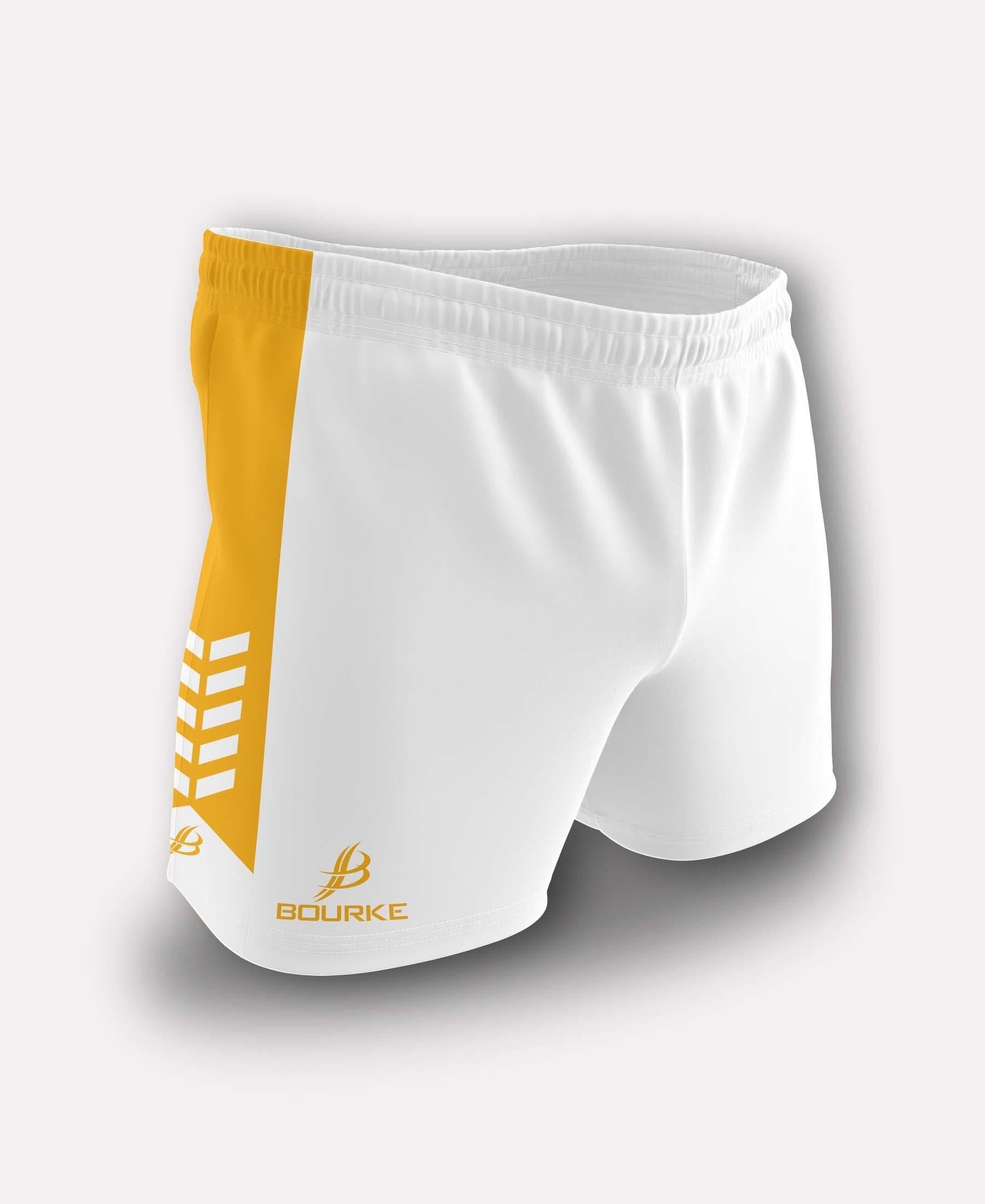 Chevron Kids Shorts (White/Amber) - Bourke Sports Limited