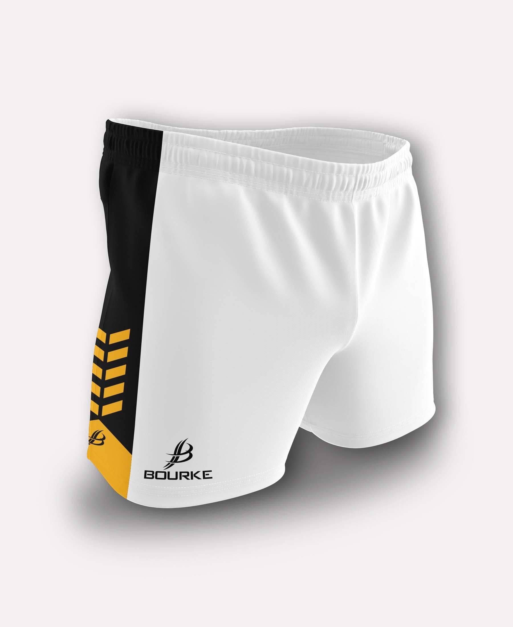 Chevron Adult Shorts (White/Black/Amber) - Bourke Sports Limited