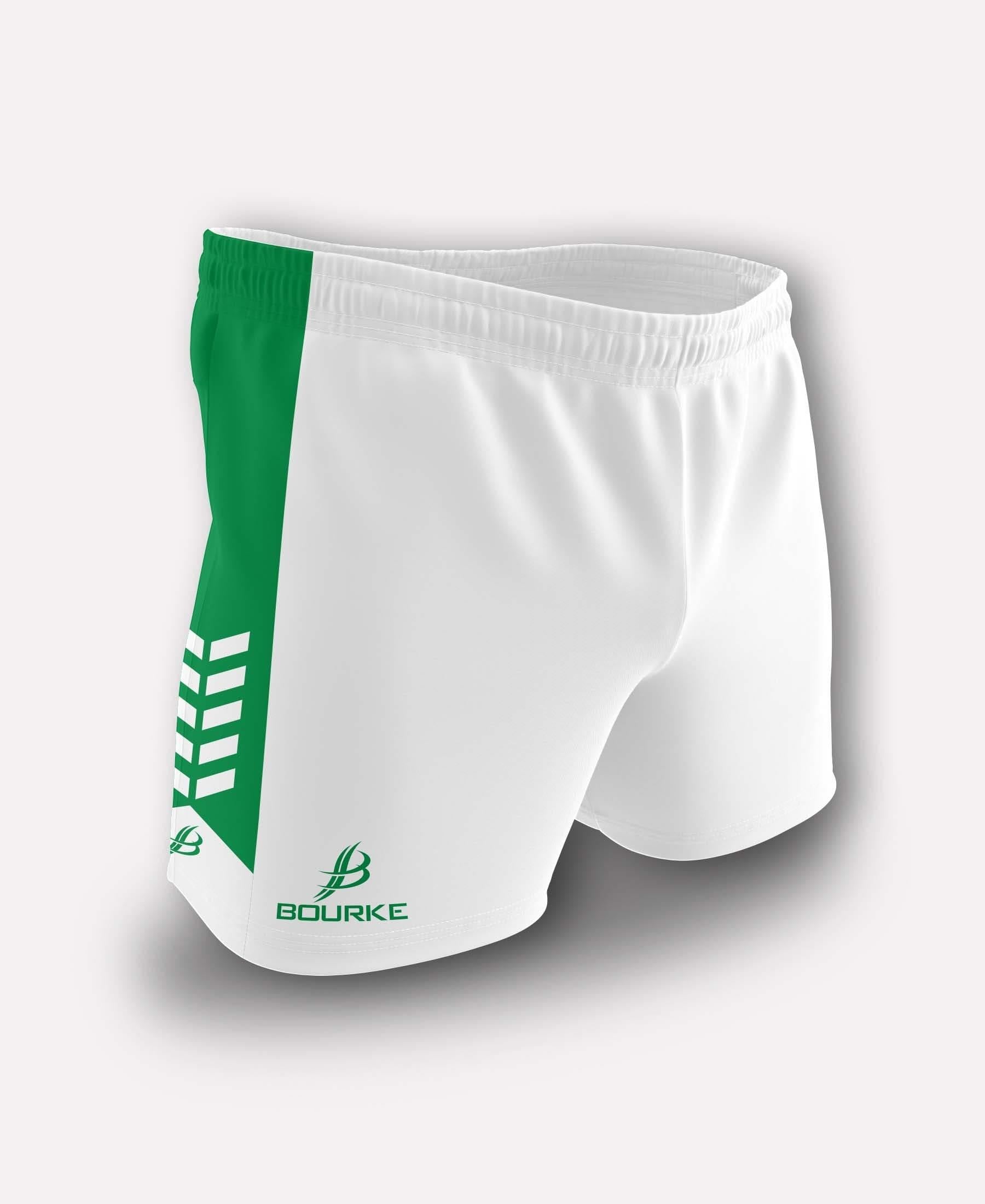 Chevron Kids Shorts (White/Green) - Bourke Sports Limited