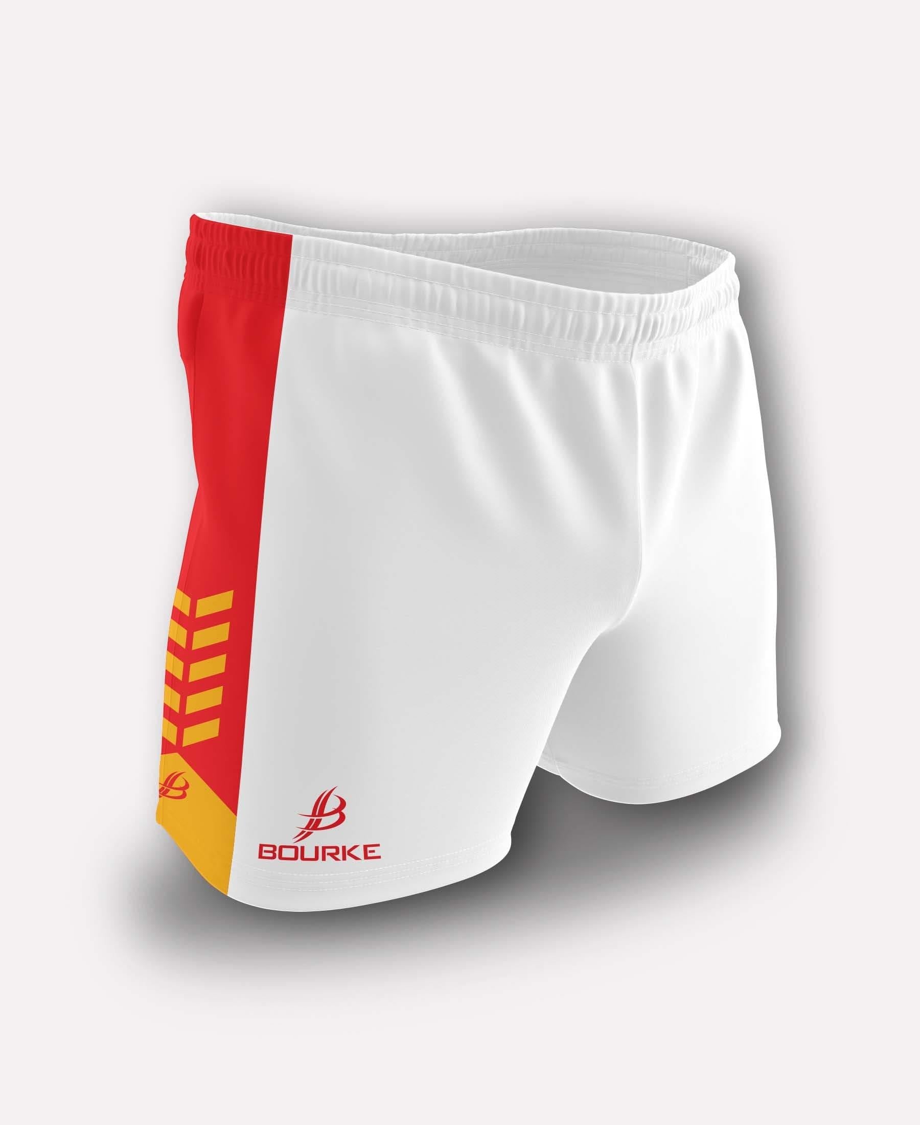 Chevron Kids Shorts (White/Red/Amber) - Bourke Sports Limited