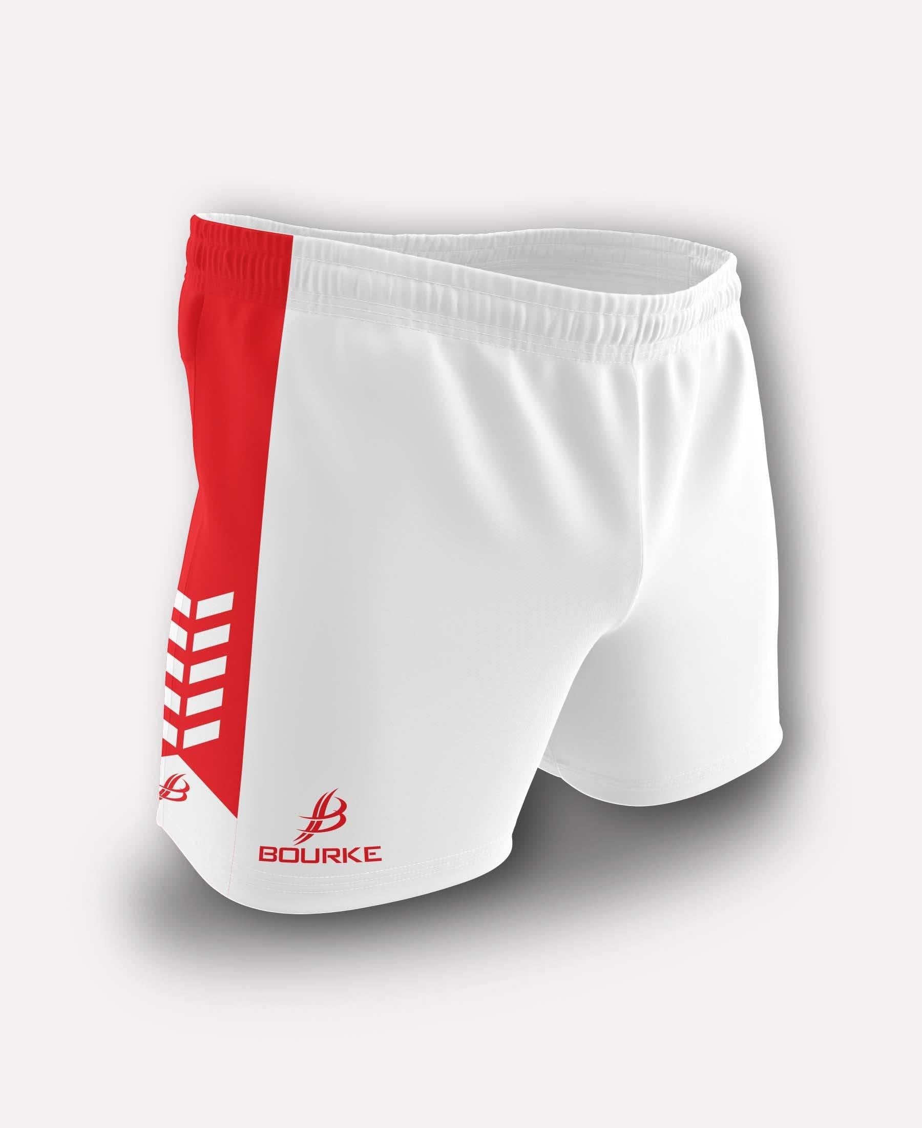 Chevron Kids Shorts (White/Red) - Bourke Sports Limited