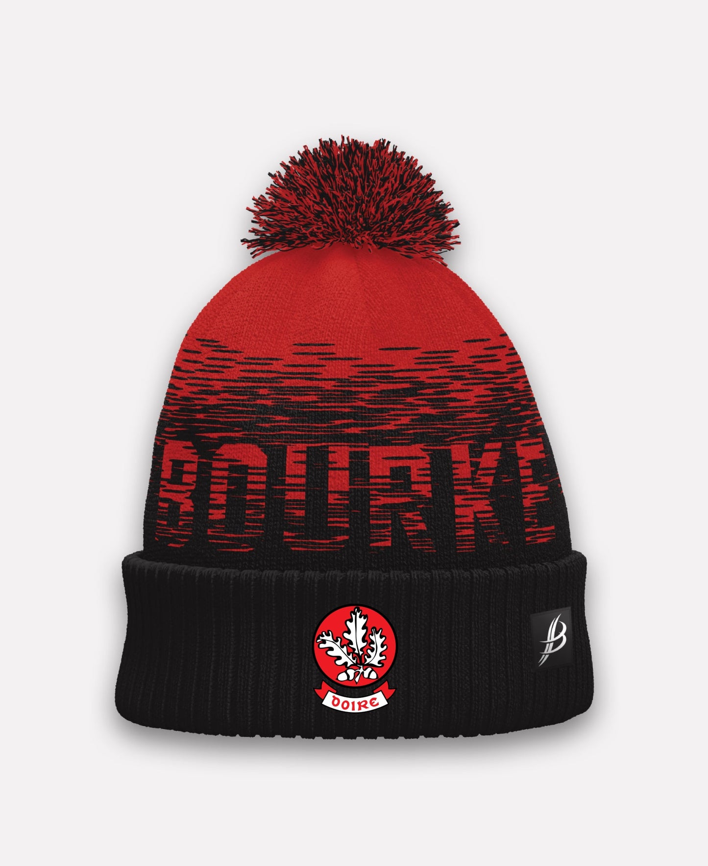 Derry Camogie TACA Fleece Lined Bobble Hat (Red/Black)