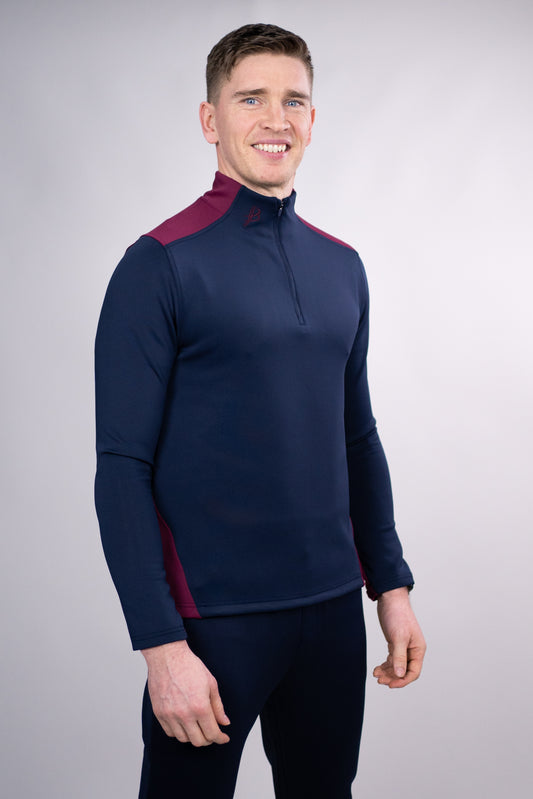 BUA20 Adult Half Zip (Navy & Maroon)