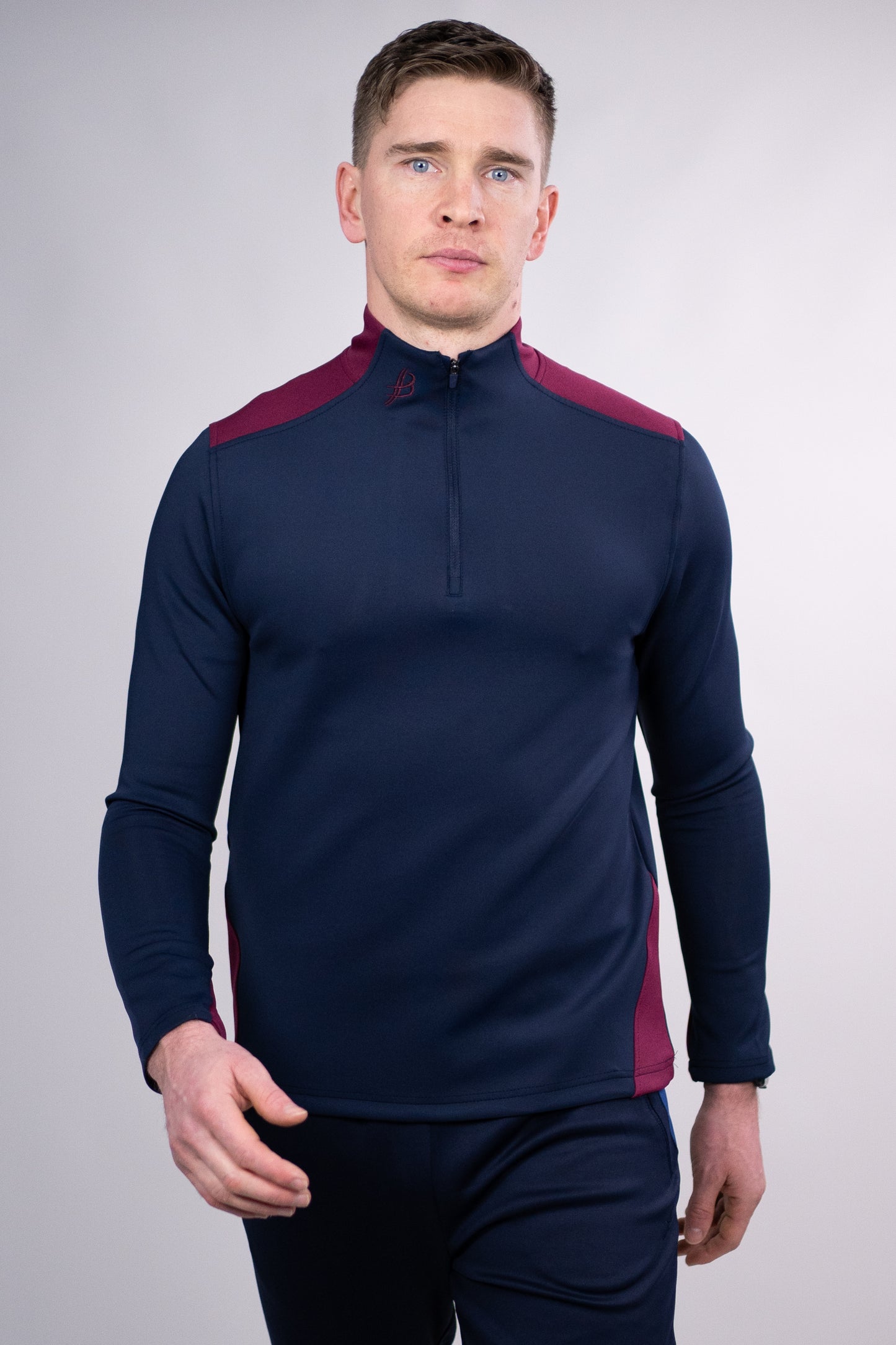 BUA20 Adult Half Zip (Navy & Maroon)