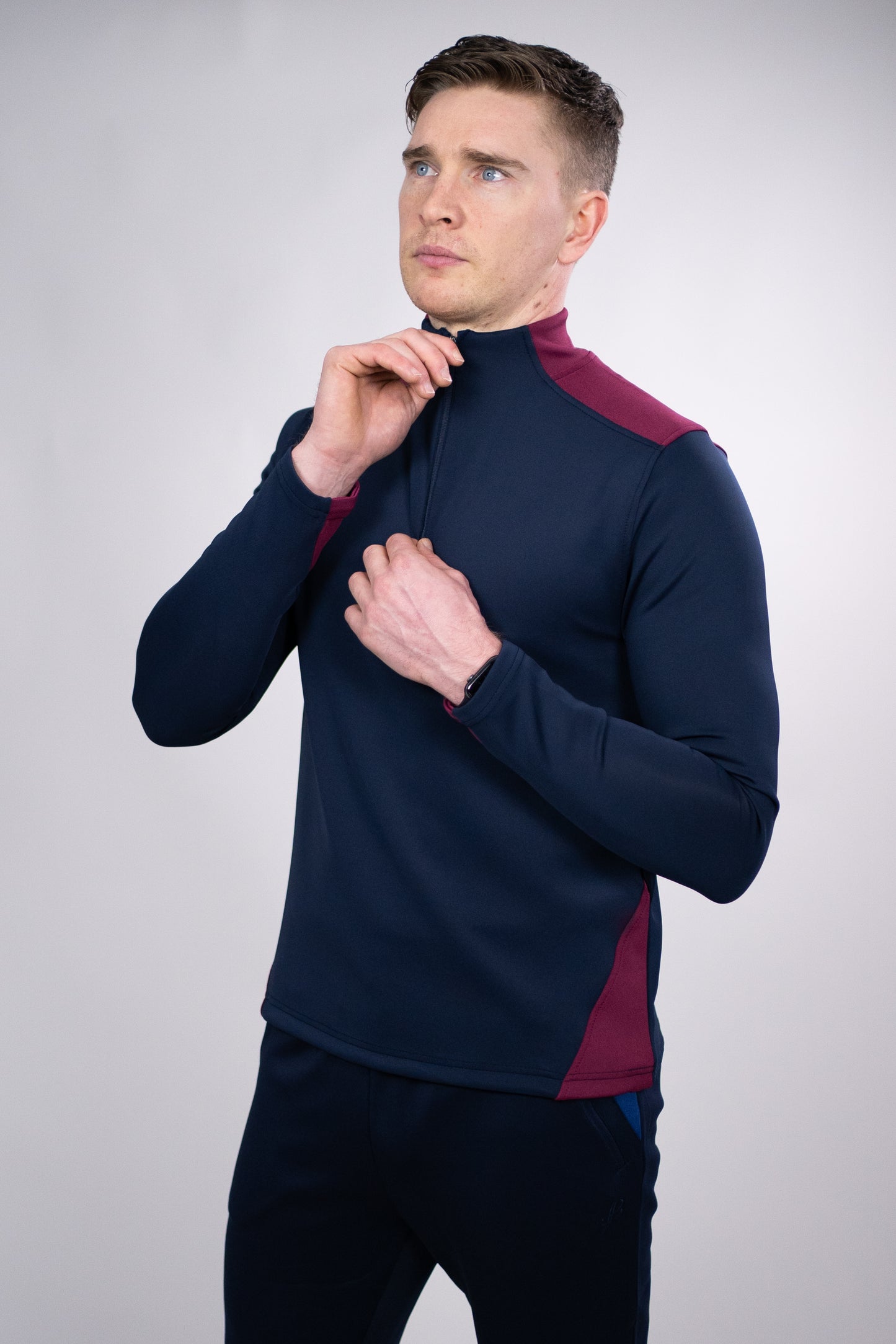 BUA20 Adult Half Zip (Navy & Maroon)