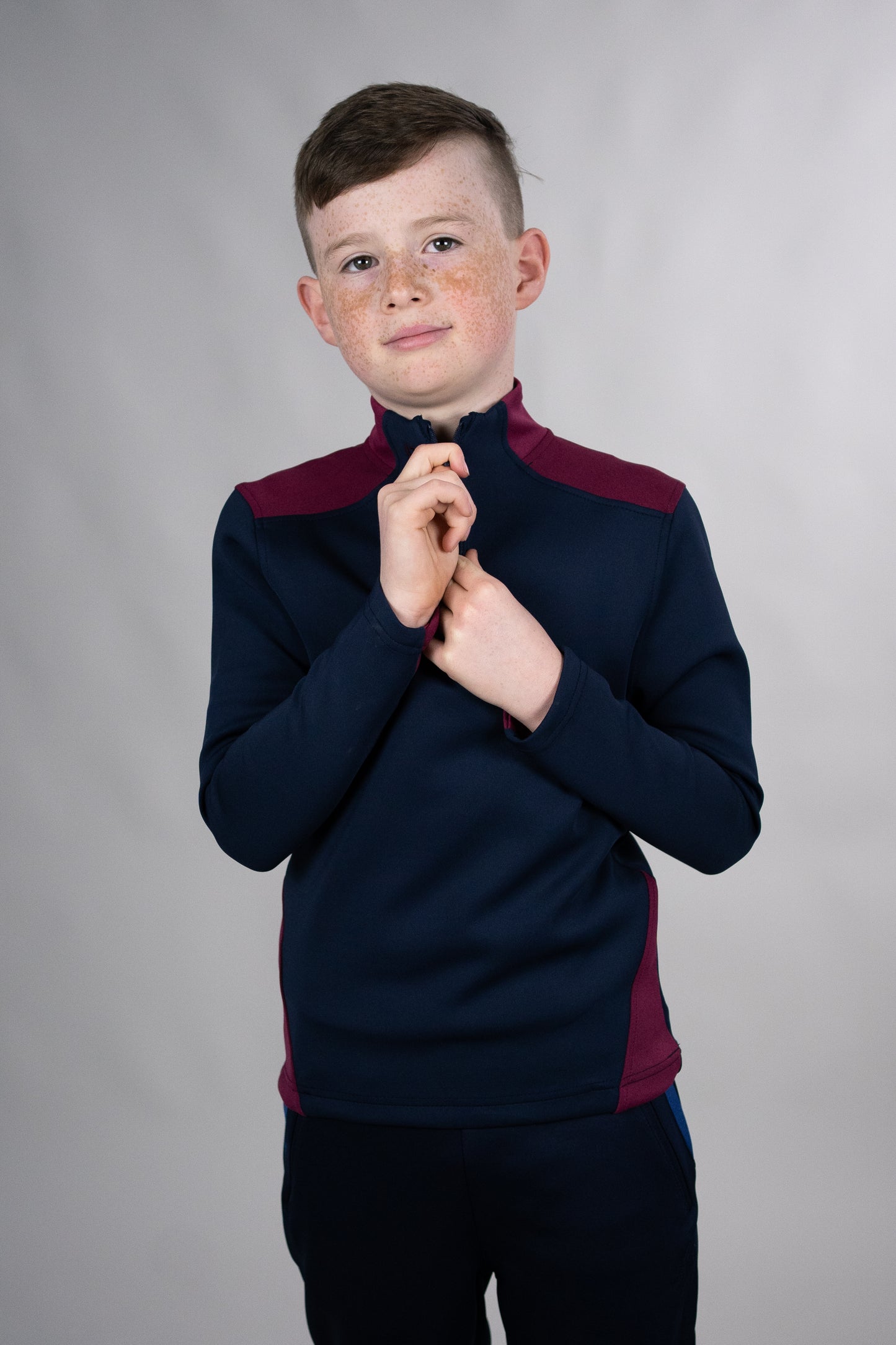 BUA20 Kids Half Zip (Navy & Maroon)