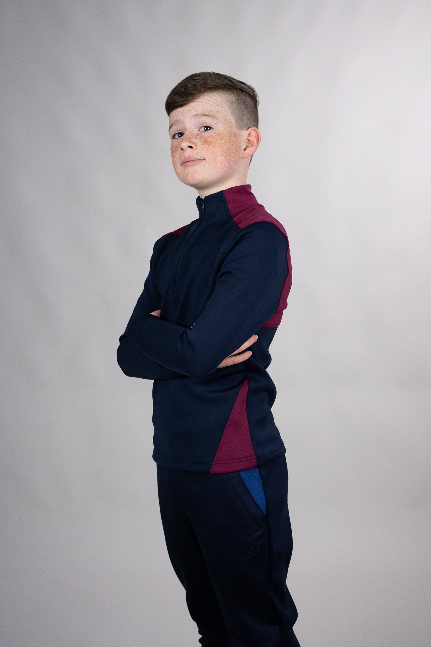 BUA20 Kids Half Zip (Navy & Maroon)