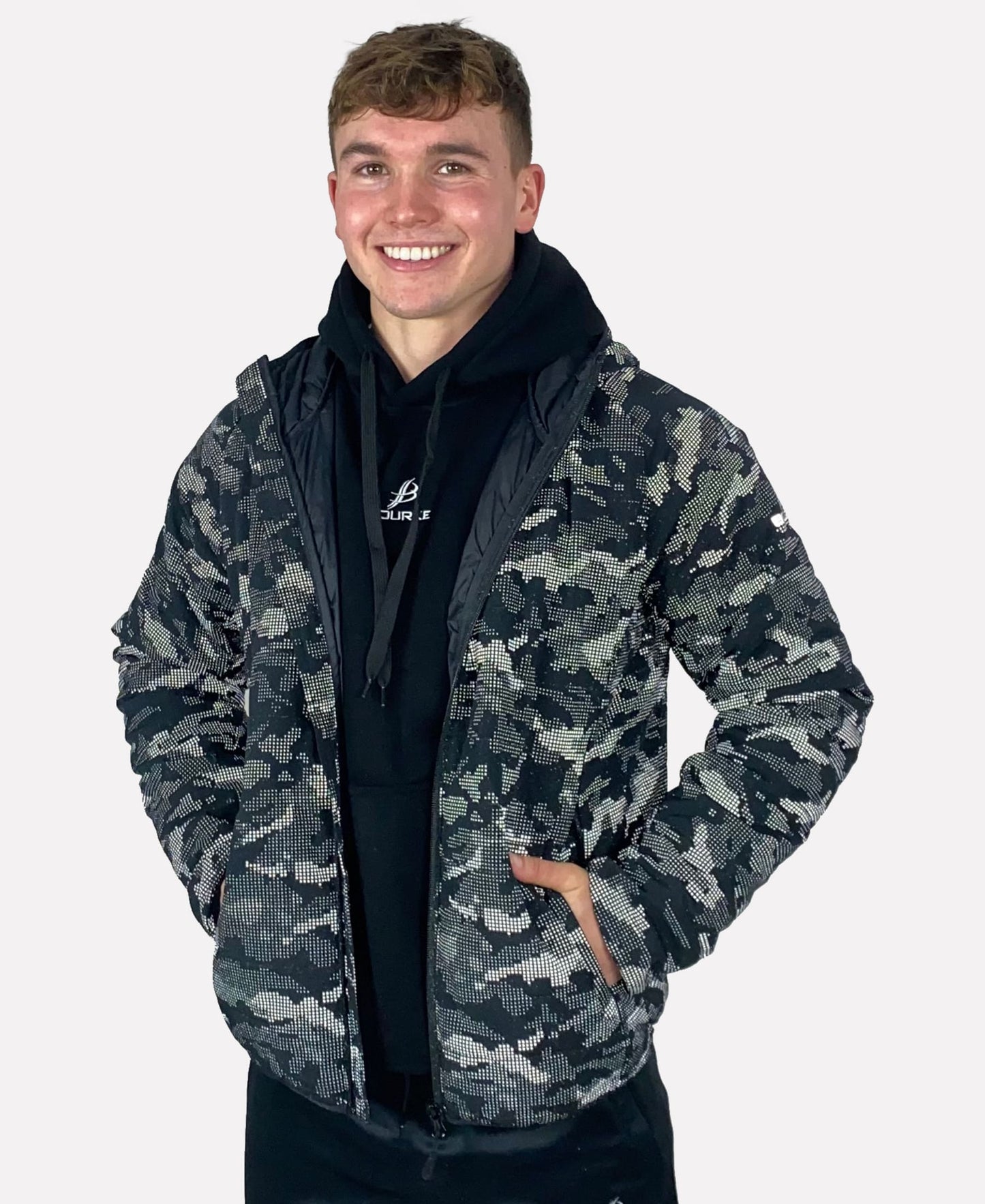 Reflective Camo Kids Jacket (Black)